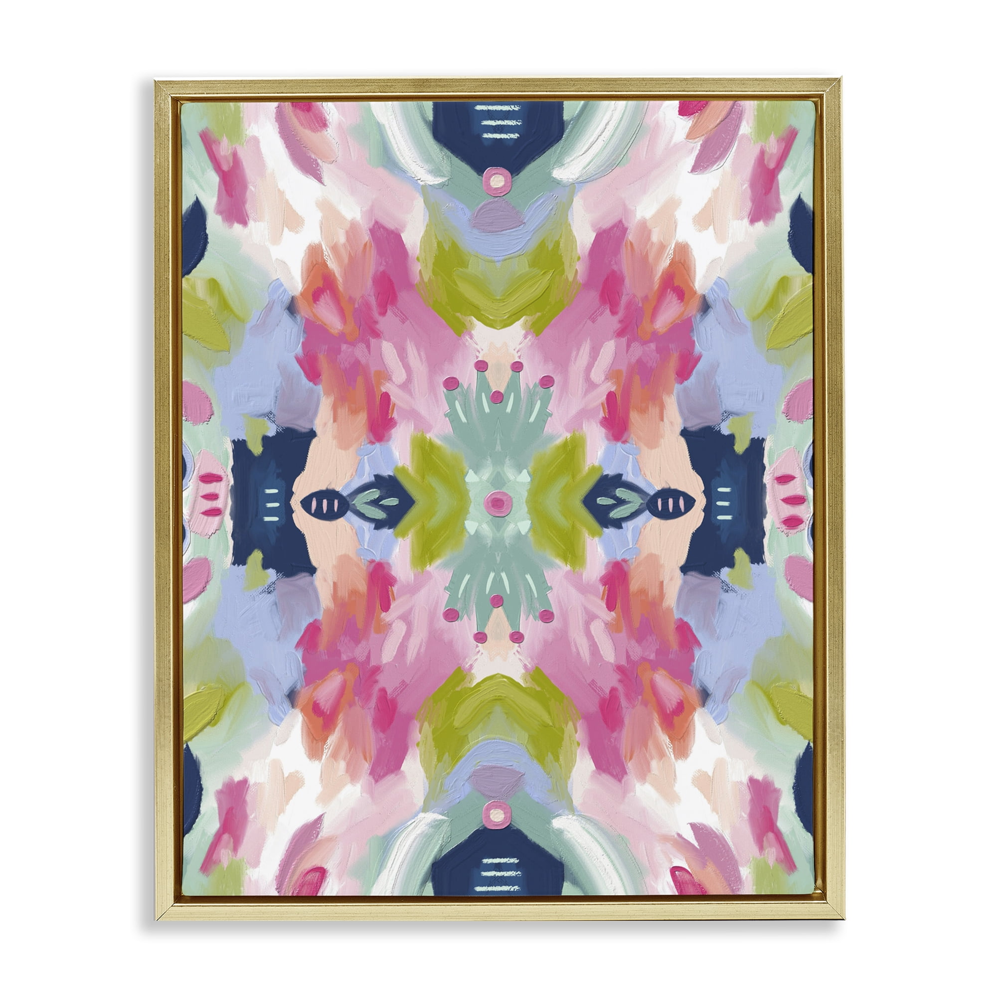 Stupell Industries Kaleidoscopic Floral Mandala Gold Framed Floater Canvas Wall Art, design by Lisa Nohren