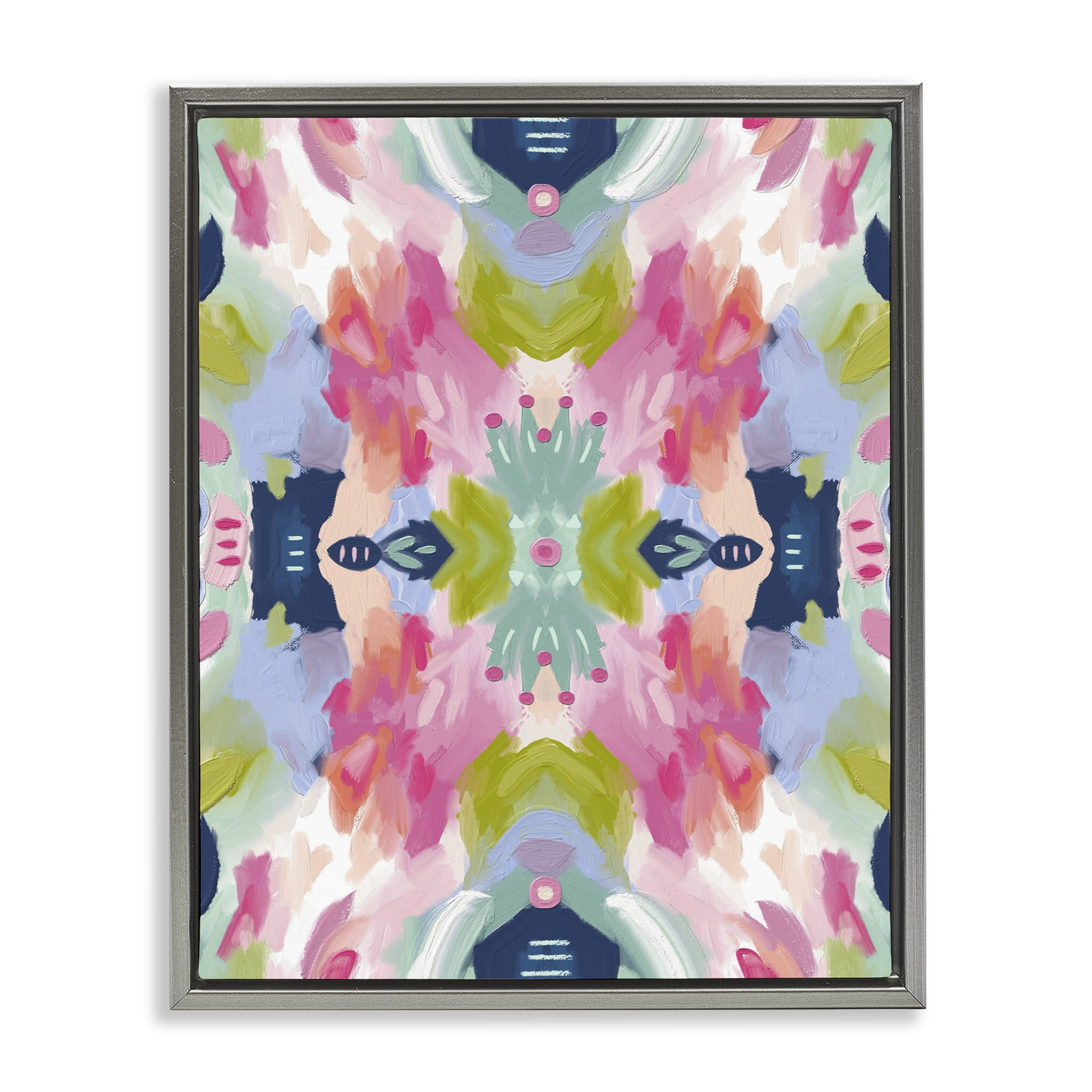 Stupell Industries Kaleidoscopic Floral Mandala Gray Framed Floater Canvas Wall Art, design by Lisa Nohren