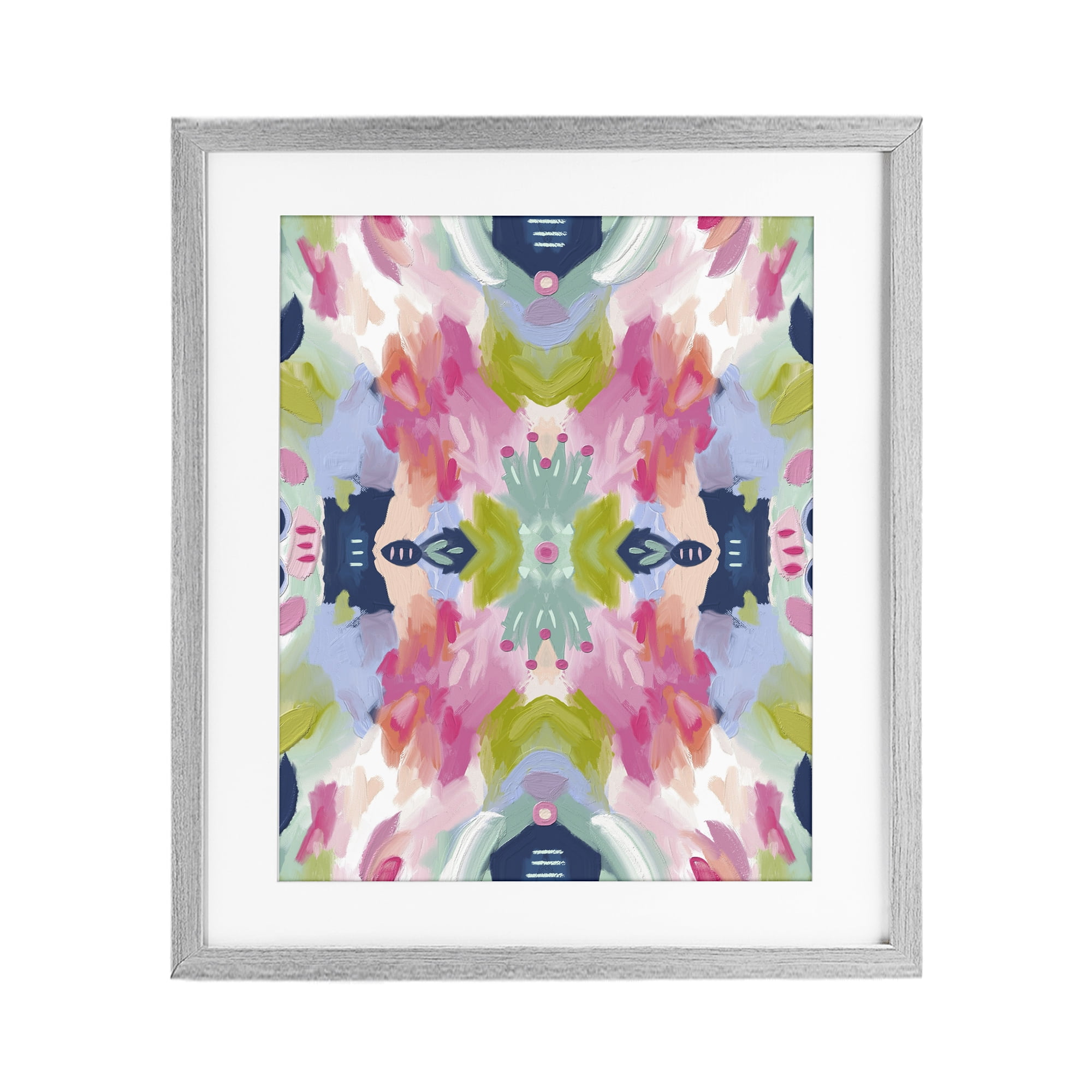 Stupell Industries Kaleidoscopic Floral Mandala Gray Framed Print Under Glass, design by Lisa Nohren