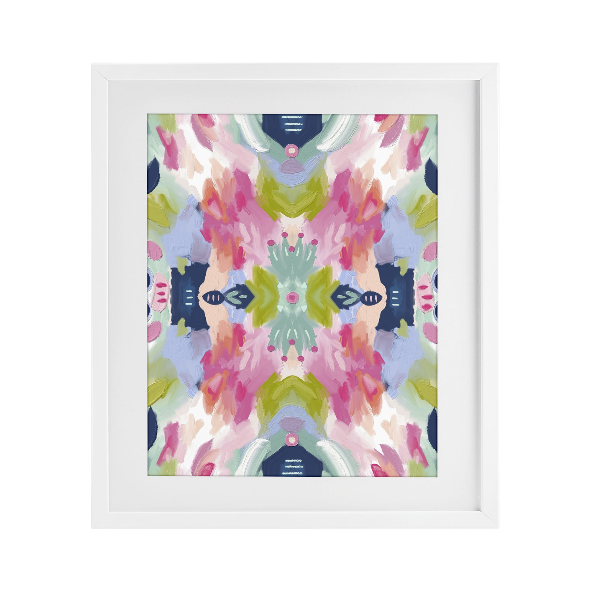 Stupell Industries Kaleidoscopic Floral Mandala White Framed Print Under Glass, design by Lisa Nohren