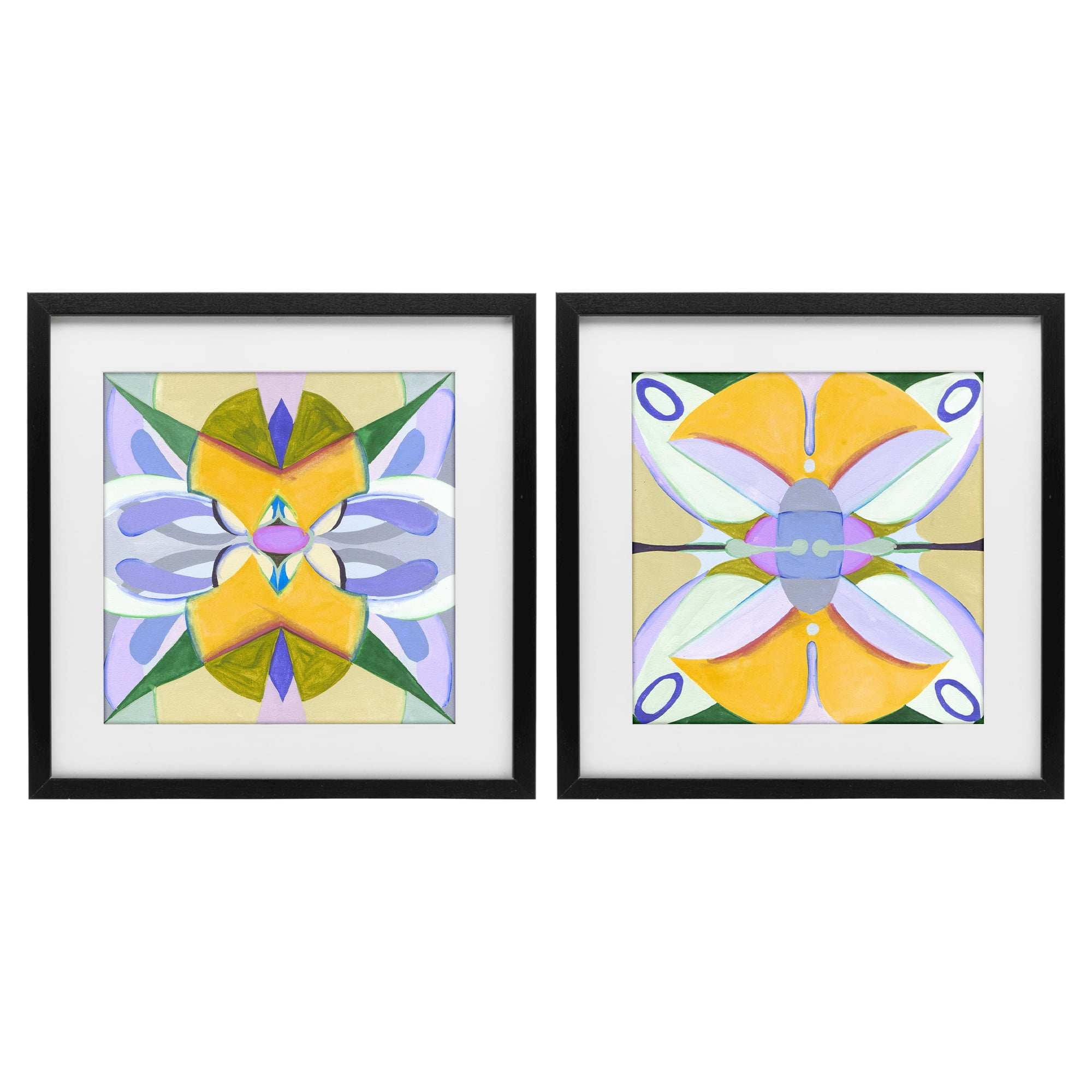 Stupell Industries Kaleidoscopic Revival Hues 2 Piece Black Framed Print Under Glass Set, design by Melissa Wang
