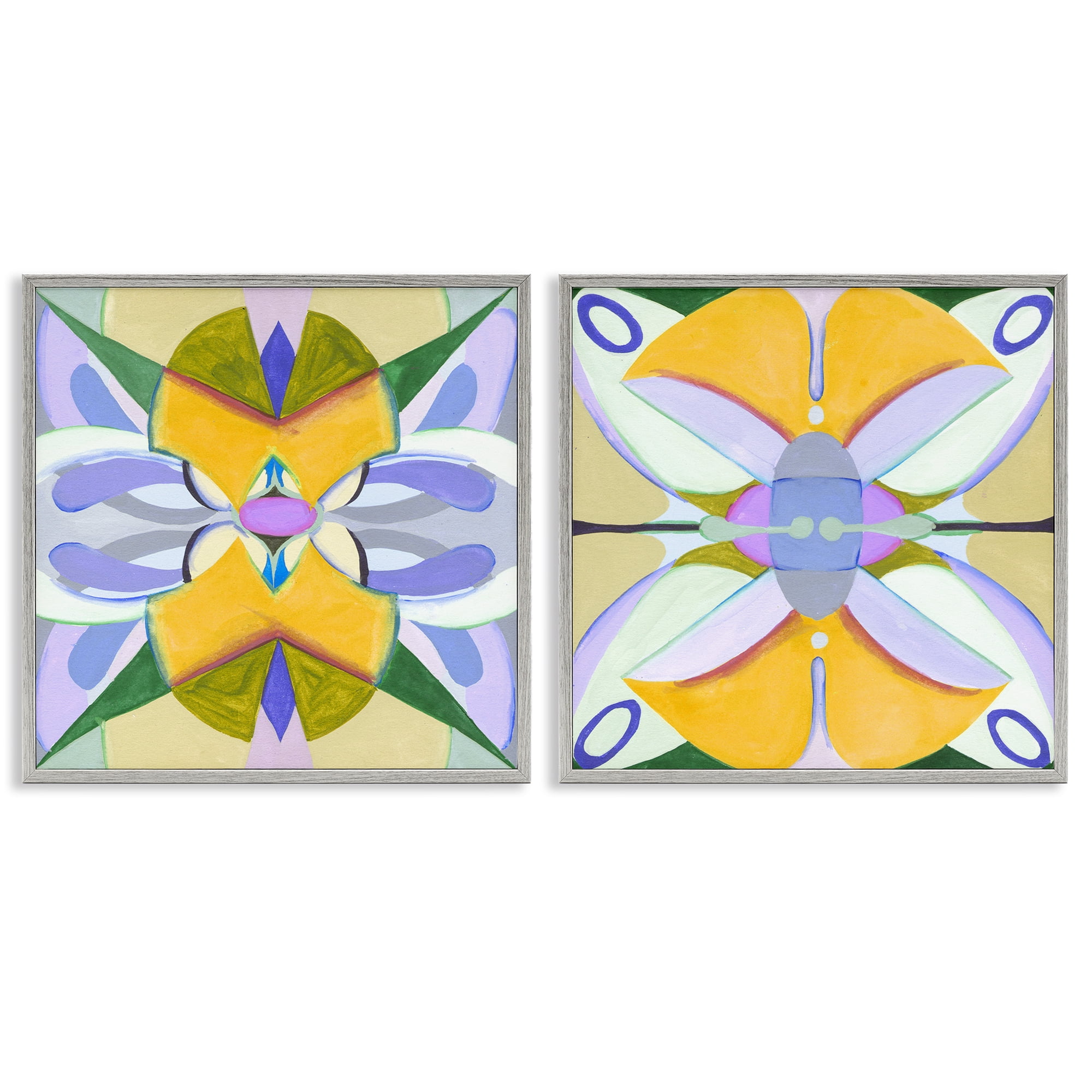 Stupell Industries Kaleidoscopic Revival Hues 2 Piece Gray Framed Giclee Art Set, design by Melissa Wang