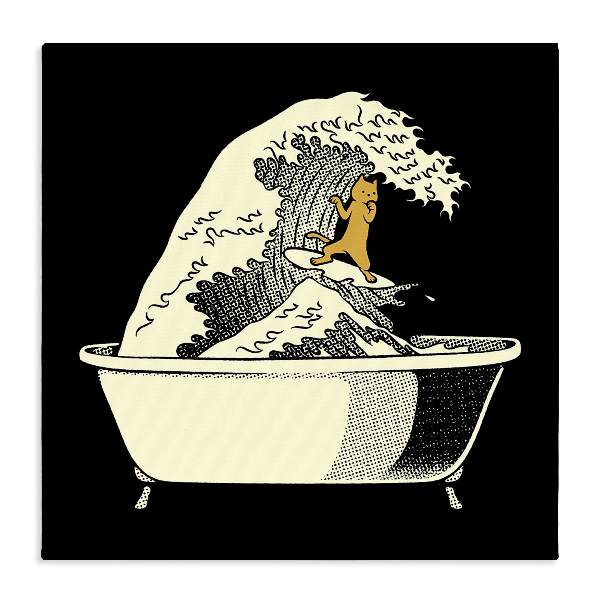 Stupell Industries Kanagawa Bathtub Cat Canvas Wall Art, design by Tobe Fonseca