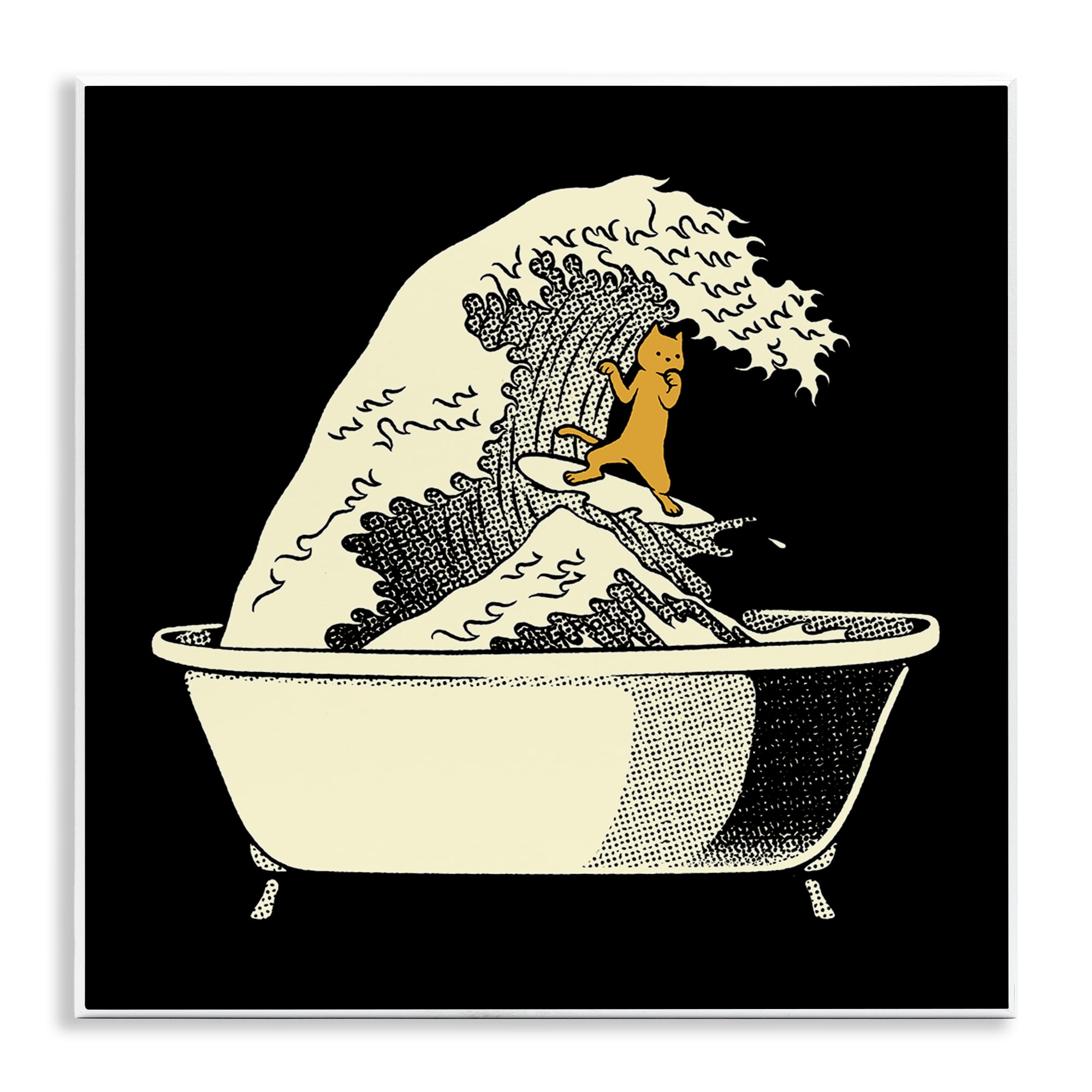 Stupell Industries Kanagawa Bathtub Cat Wall Plaque Art, design by Tobe Fonseca