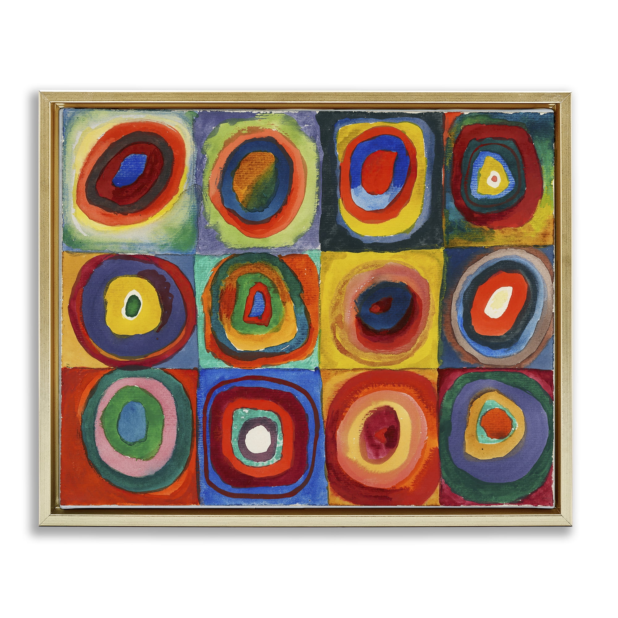 Stupell Industries Kandinsky Classic Circles Abstract Painting Gold Floater Framed Canvas Art Print Wall Art, 21 x 17