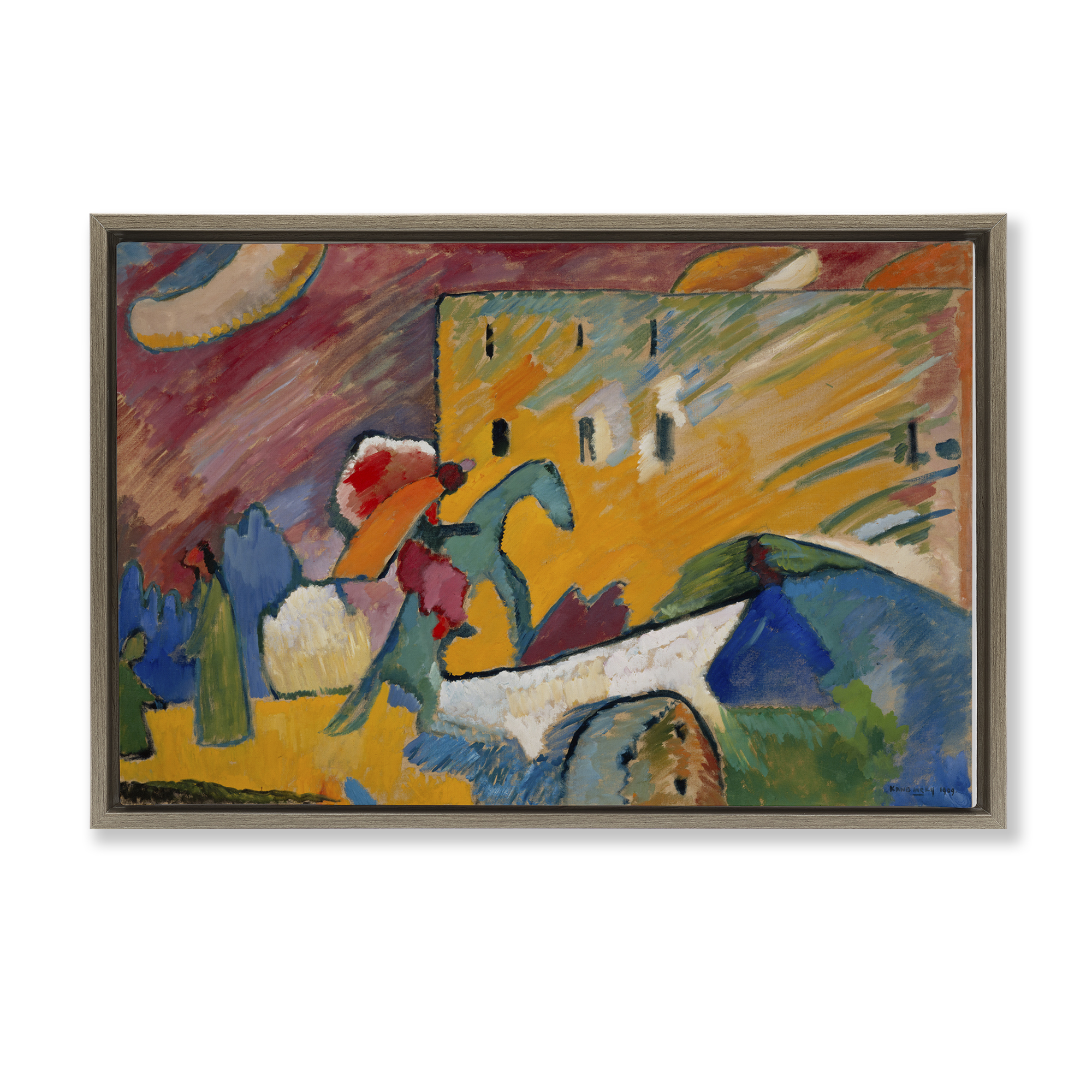 Stupell Industries Kandinsky Improvisation Classic Abstract Painting Brown Floater Framed Canvas Art Print Wall Art, 25 x 17