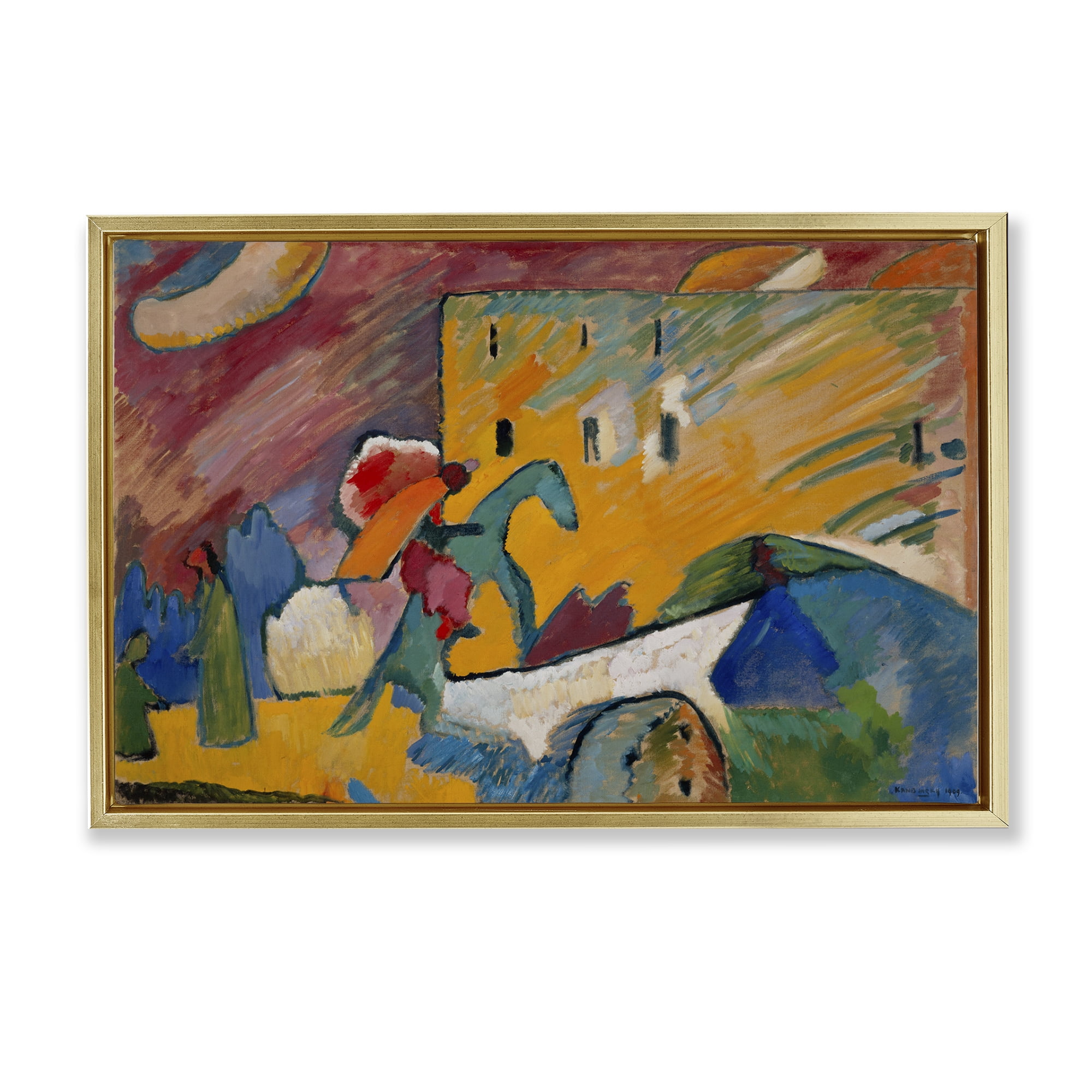 Stupell Industries Kandinsky Improvisation Classic Abstract Painting Gold Floater Framed Canvas Art Print Wall Art, 25 x 17