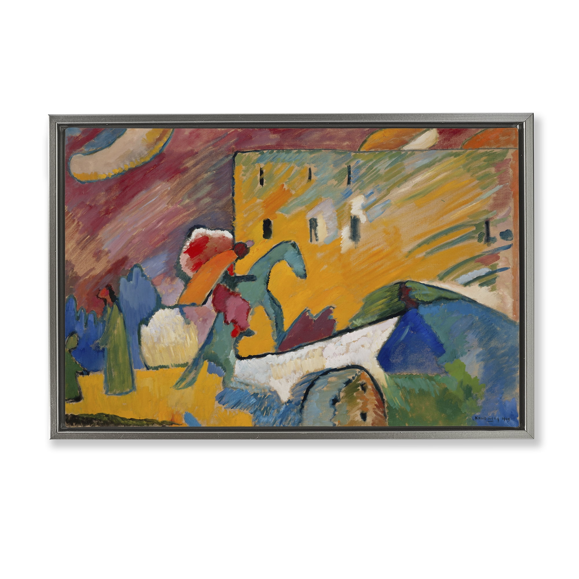 Stupell Industries Kandinsky Improvisation Classic Abstract Painting Gray Floater Framed Canvas Art Print Wall Art, 25 x 17