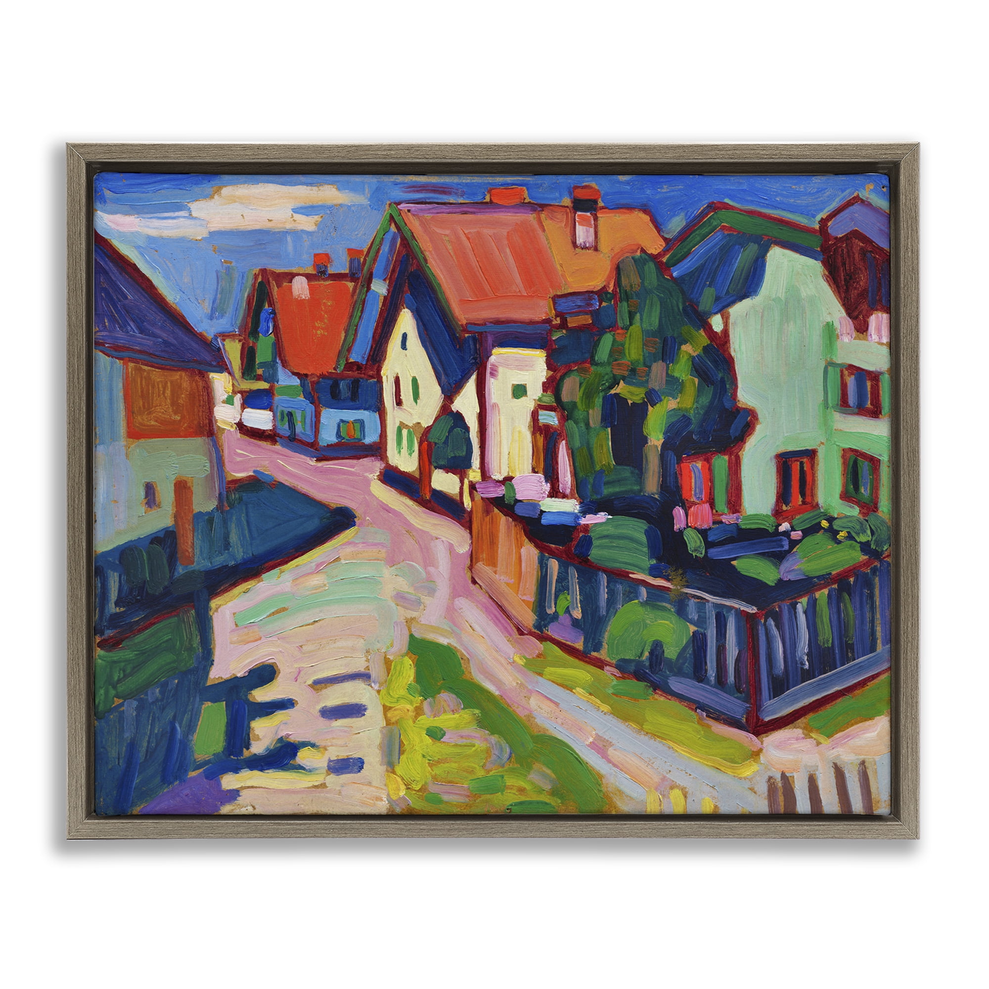 Stupell Industries Kandinsky Murnau Landscape Scenic & Cityscapes Painting Brown Floater Framed Canvas Art Print Wall Art, 21 x 17