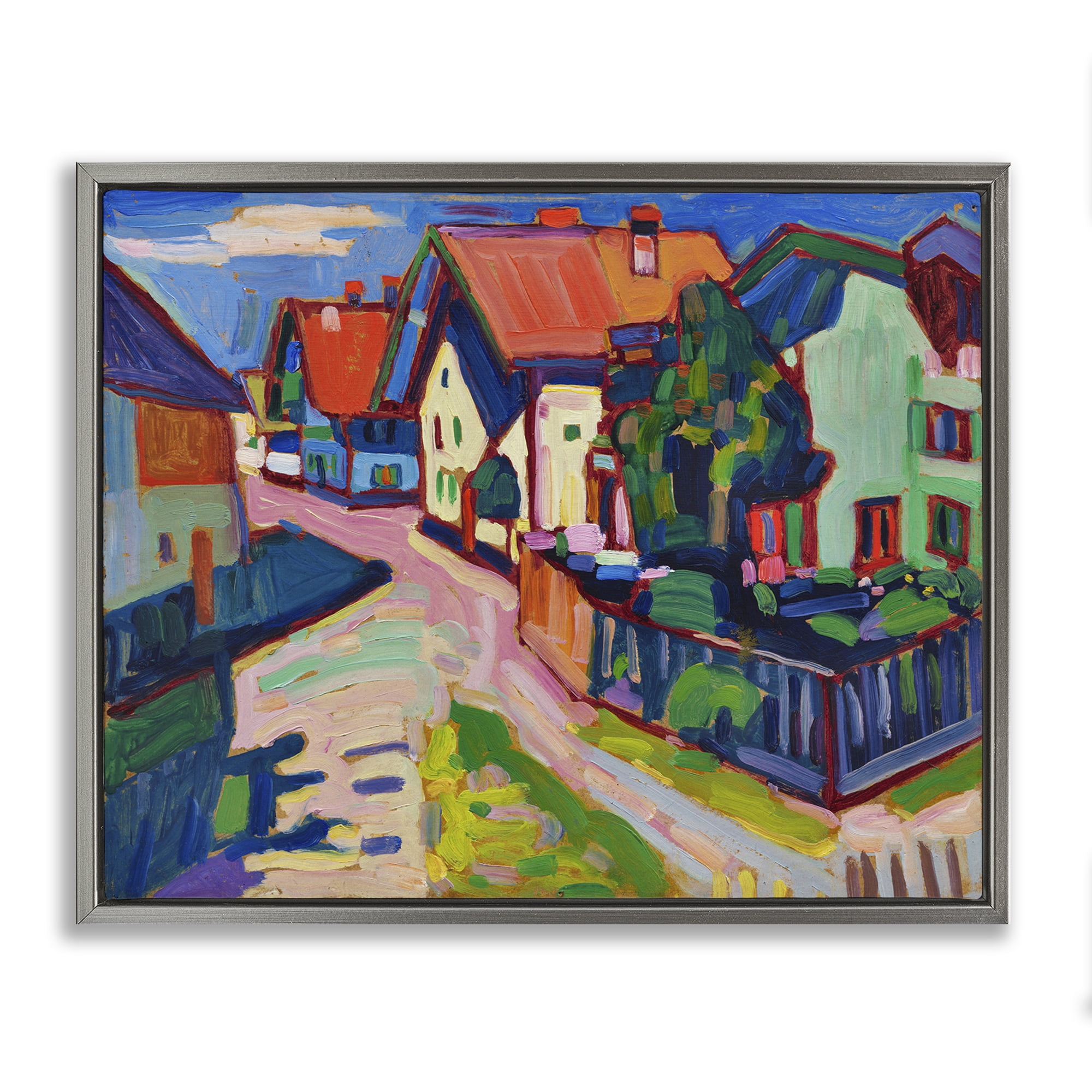 Stupell Industries Kandinsky Murnau Landscape Scenic & Cityscapes Painting Gray Floater Framed Canvas Art Print Wall Art, 31 x 25