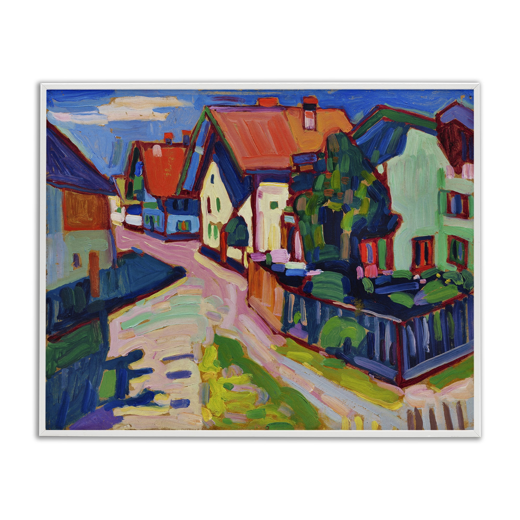Stupell Industries Kandinsky Murnau Landscape Scenic & Cityscapes Painting White Framed Art Print Wall Art, 14 x 11