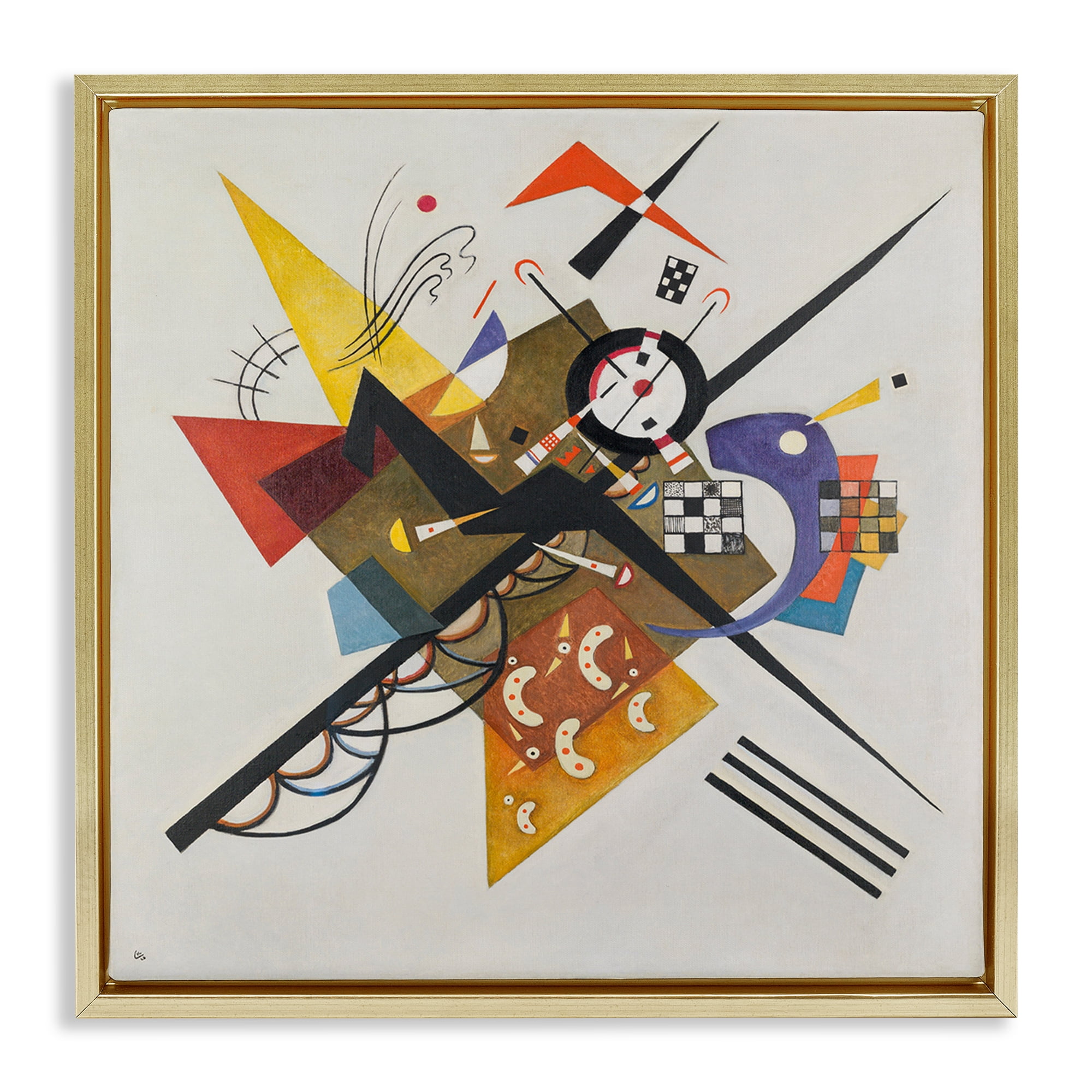 Stupell Industries Kandinsky Painting on White Abstract Painting Gold Floater Framed Canvas Art Print Wall Art, 18 x 18