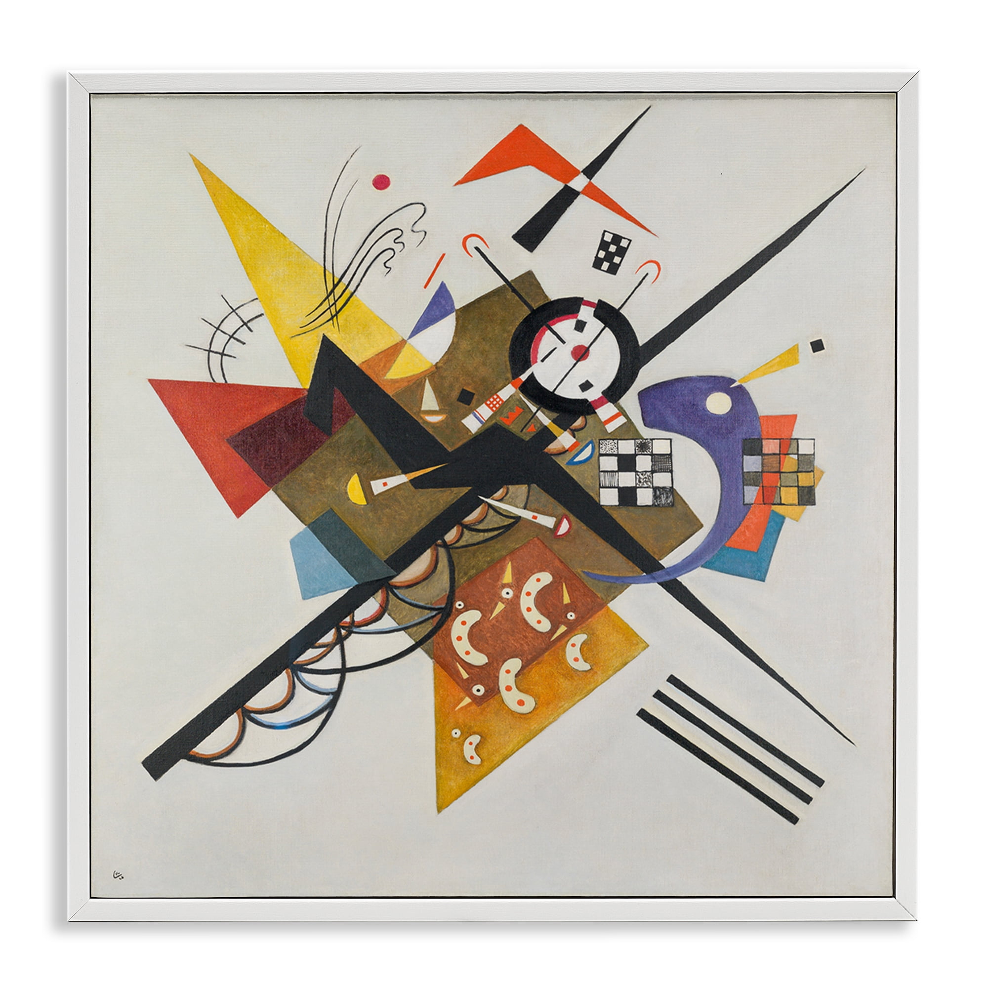 Stupell Industries Kandinsky Painting on White Abstract Painting White Framed Art Print Wall Art, 17 x 17