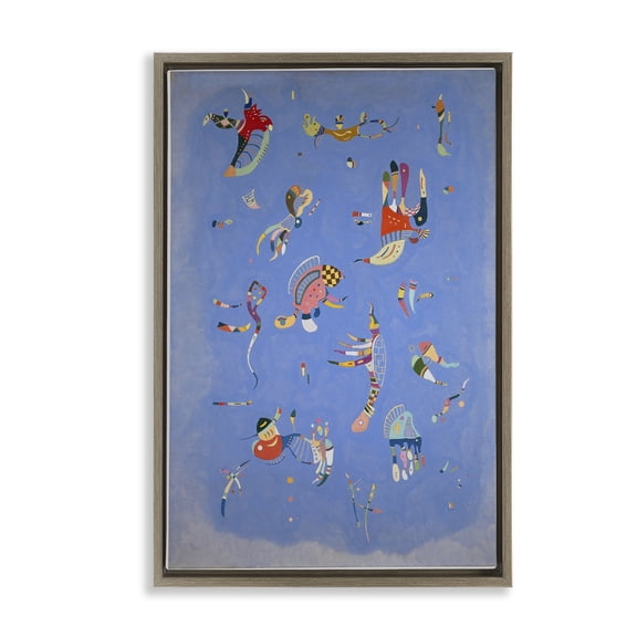 Stupell Industries Kandinsky Sky Blue Painting Abstract Painting Brown Floater Framed Canvas Art Print Wall Art, 17 x 25