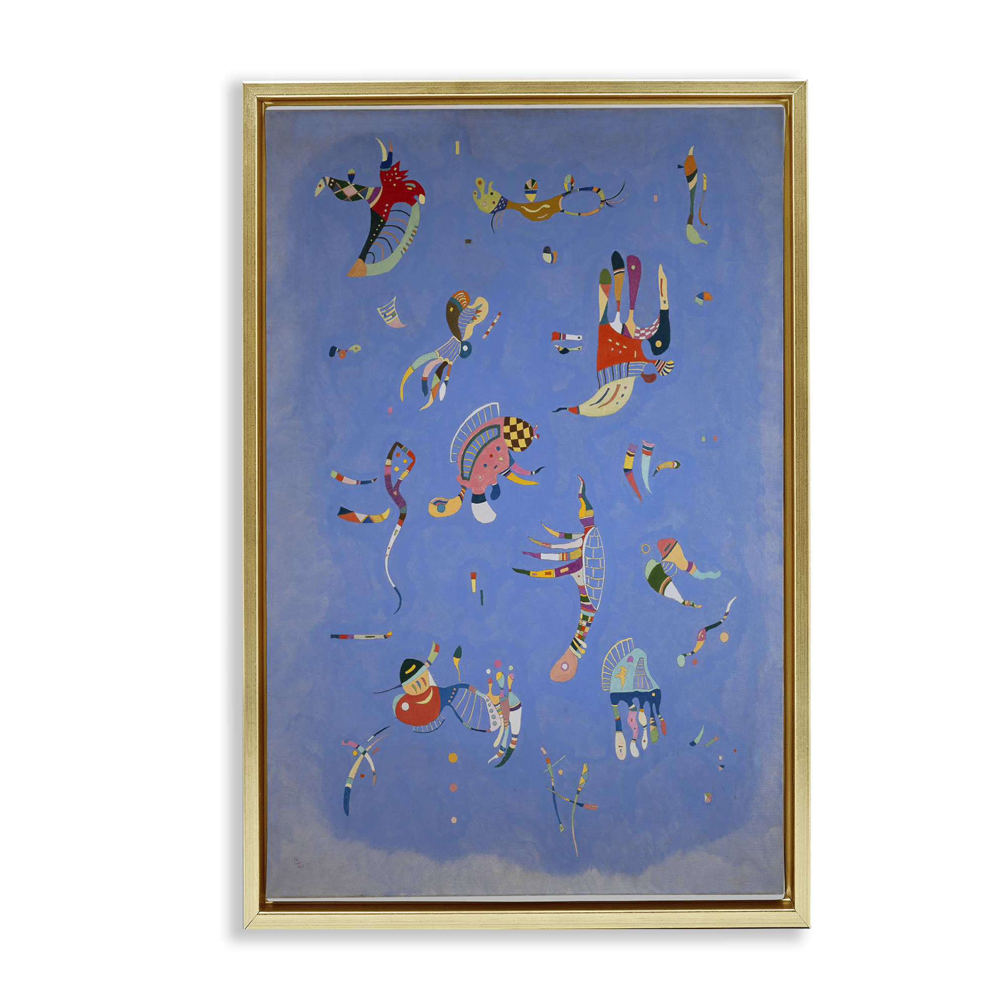 Stupell Industries Kandinsky Sky Blue Painting Abstract Painting Gold Floater Framed Canvas Art Print Wall Art, 17 x 25