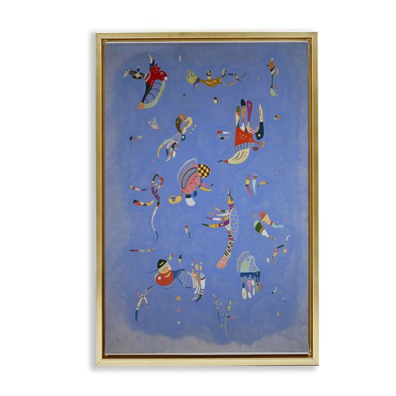 Stupell Industries Kandinsky Sky Blue Painting Abstract Painting Gold Floater Framed Canvas Art Print Wall Art, 17 x 25