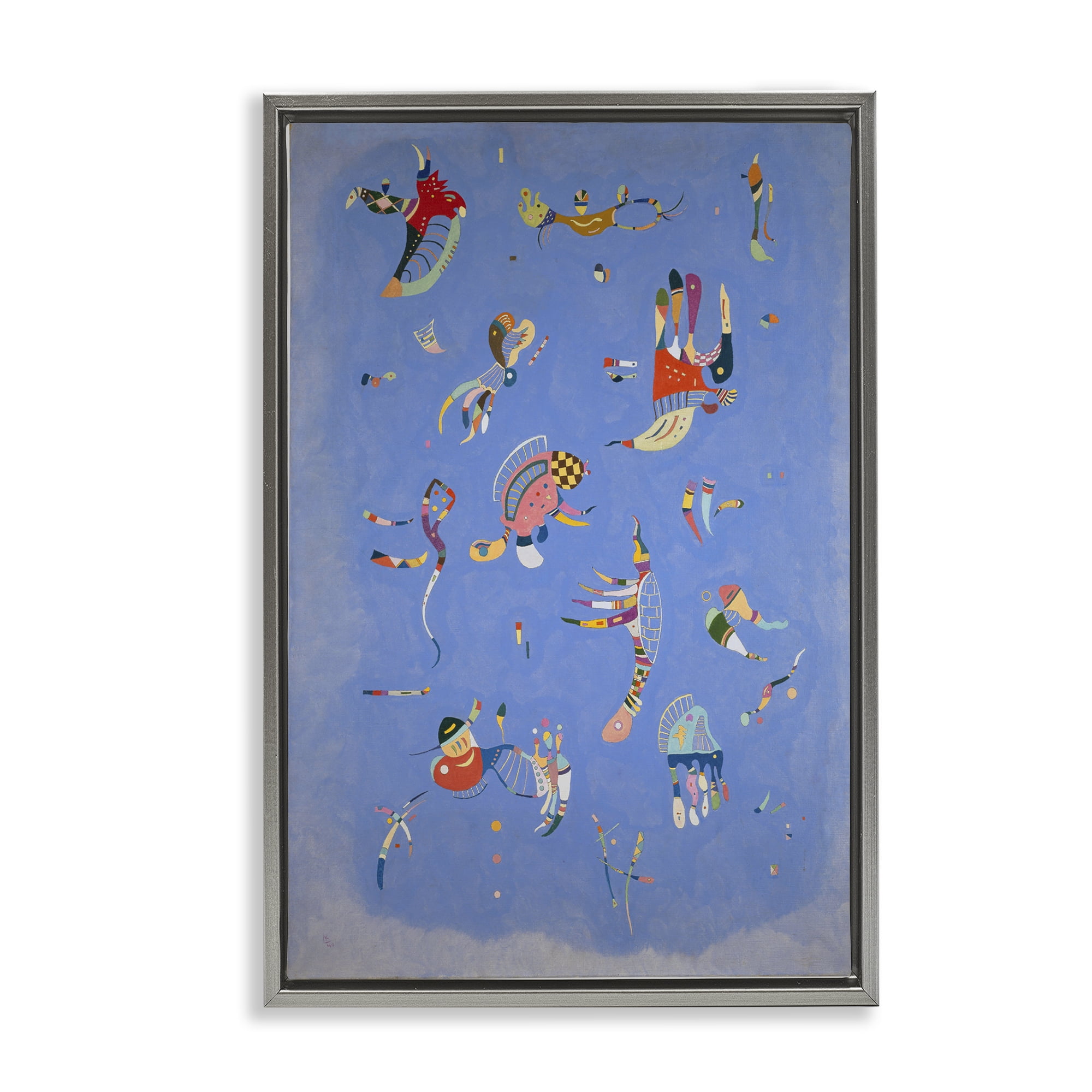 Stupell Industries Kandinsky Sky Blue Painting Abstract Painting Gray Floater Framed Canvas Art Print Wall Art, 17 x 25