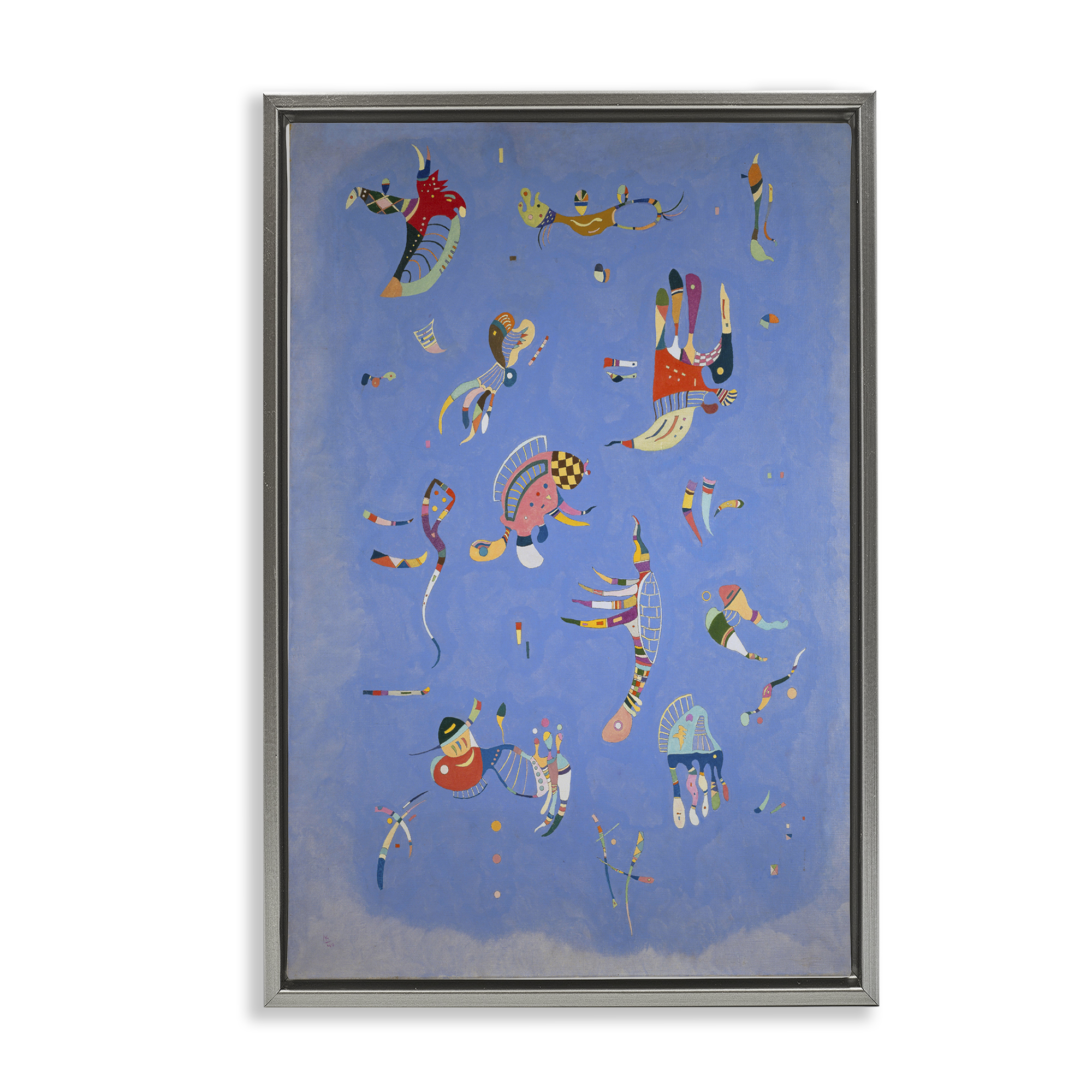 Stupell Industries Kandinsky Sky Blue Painting Abstract Painting Gray Floater Framed Canvas Art Print Wall Art, 21 x 31
