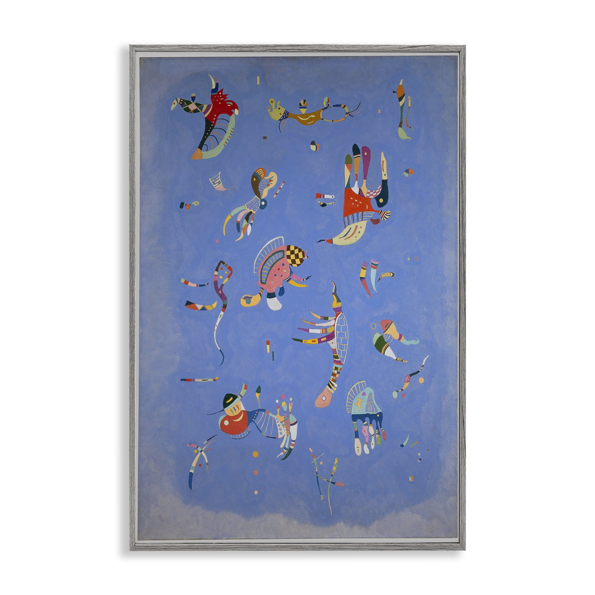 Stupell Industries Kandinsky Sky Blue Painting Abstract Painting Gray Framed Art Print Wall Art, 12 x 18