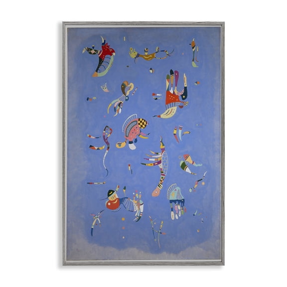 Stupell Industries Kandinsky Sky Blue Painting Abstract Painting Gray Framed Art Print Wall Art, 12 x 18