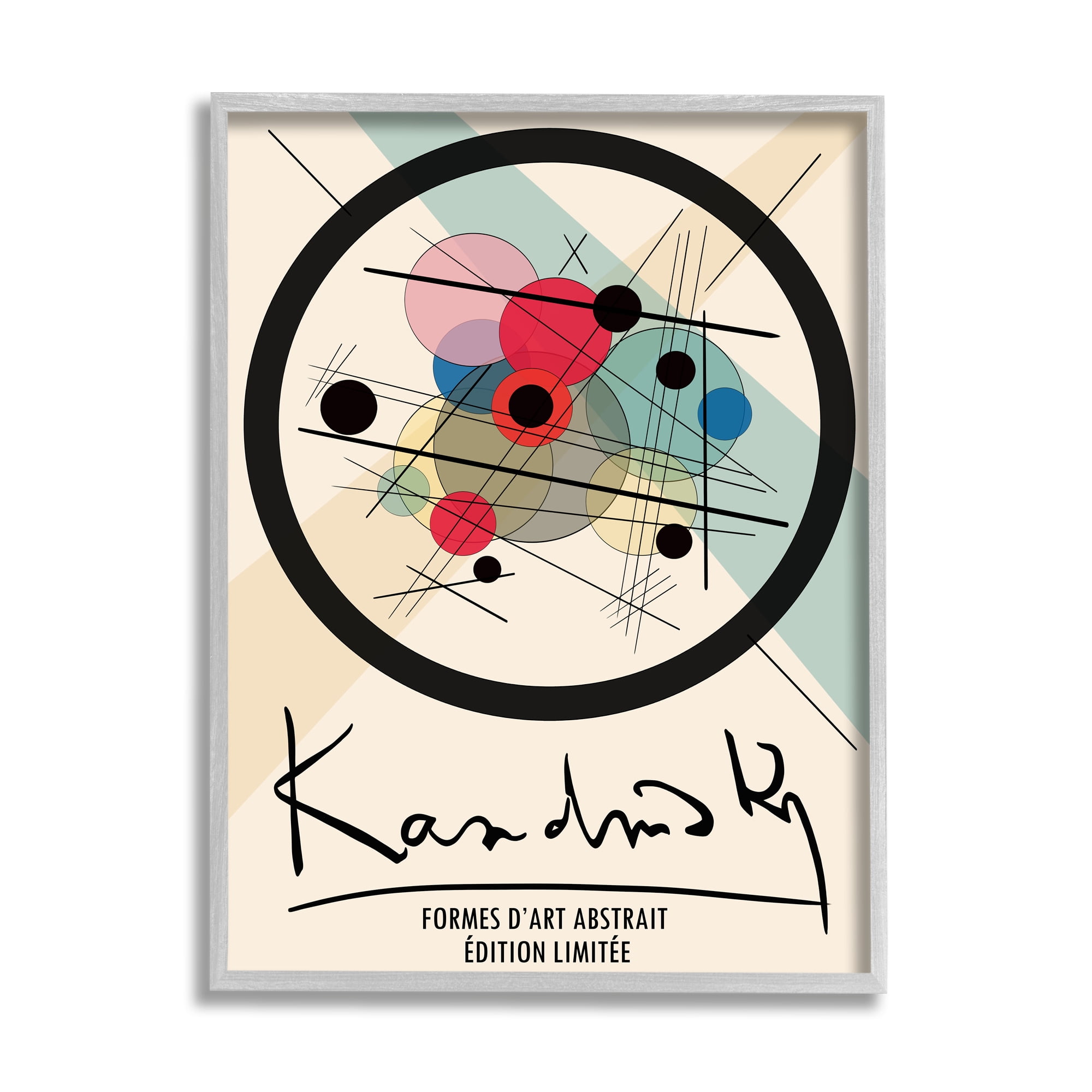 Stupell Industries Kandinsky Traditional Abstract Layered Circles Patchwork Lines, 16 x 20, Designed by Ros Ruseva