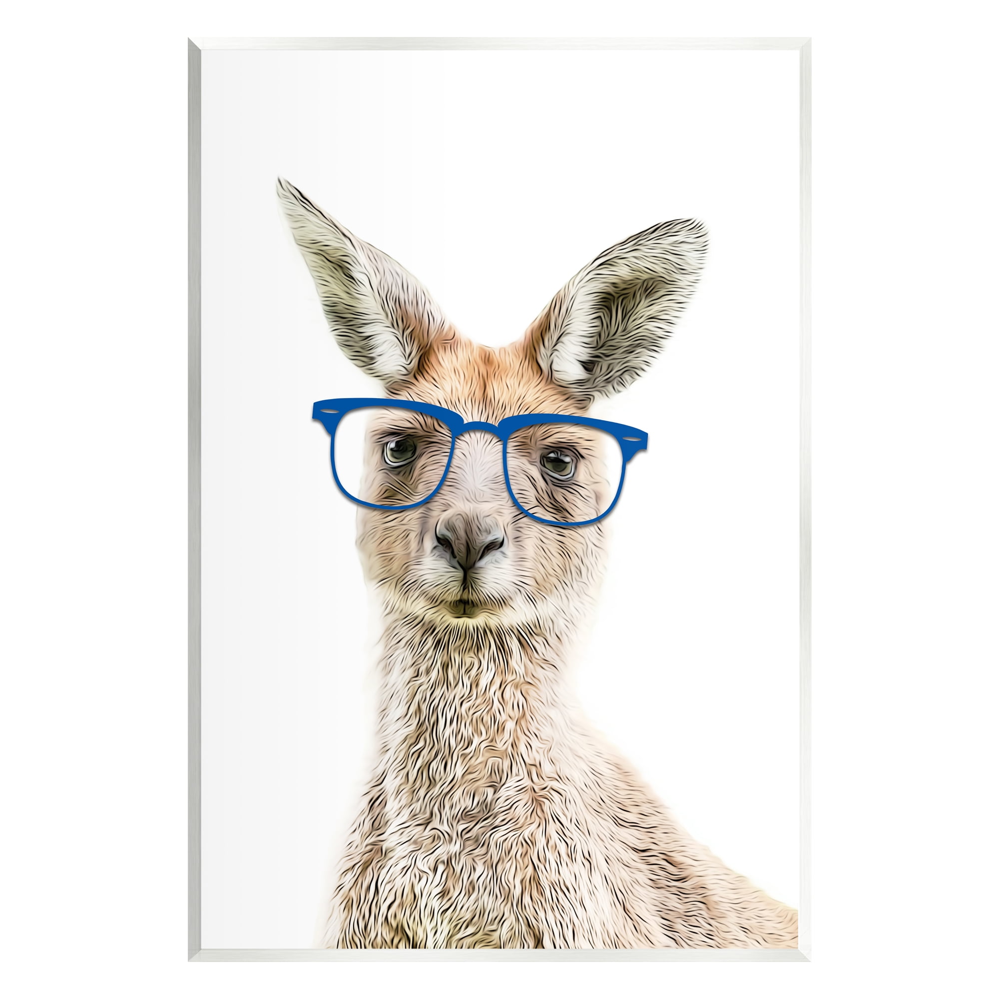 Stupell Industries Kangaroo Blue Hipster Glasses Animals & Insects Painting Unframed Art Print Wall Art
