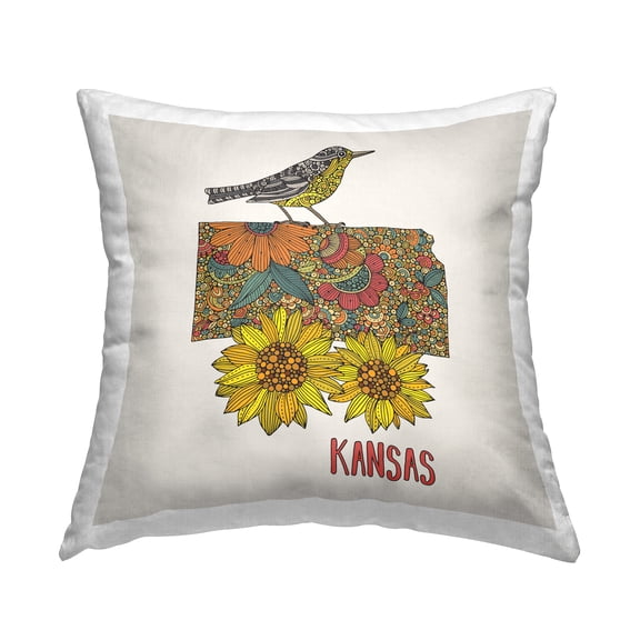 Stupell Industries Kansas State Sunflower Square Decorative Printed Throw Pillow, 18 x 18,