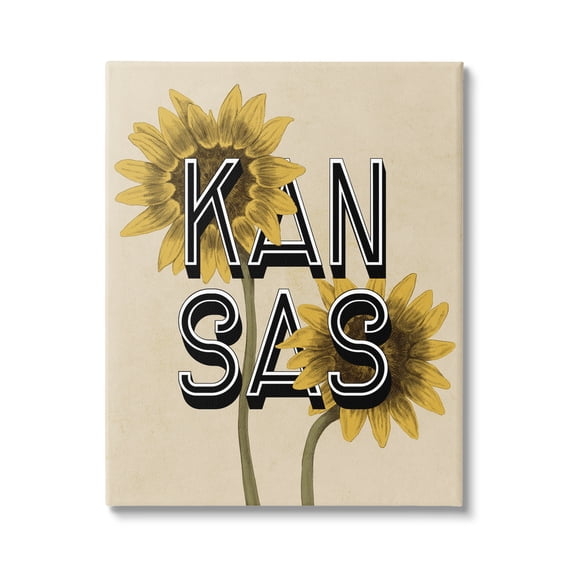 Stupell Industries Kansas Sunflowers Blossoms State Flower Botanicals Graphic Art Gallery Wrapped Canvas Print Wall Art, Design by Daphne Polselli