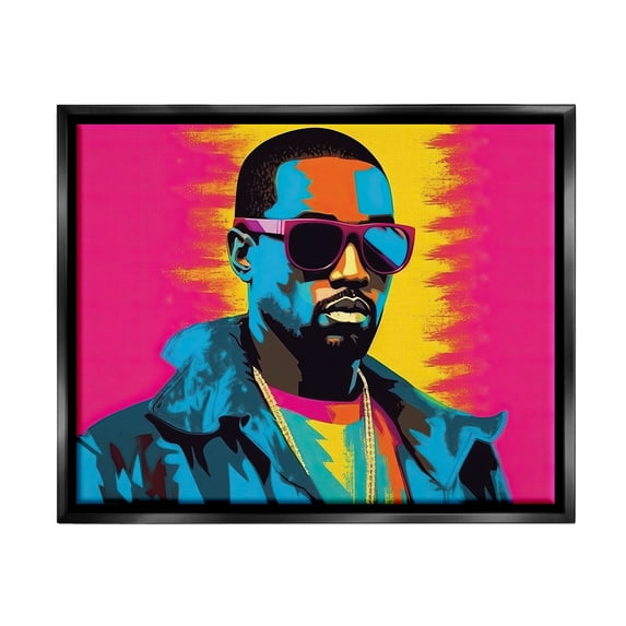 Stupell Industries Kanye West Modern Portrait Abstract Painting Black Floater Framed Art Print Wall Art, 31 x 25
