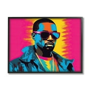 Stupell Industries Kanye West Modern Portrait Abstract Painting Black Framed Art Print Wall Art, 14 x 11