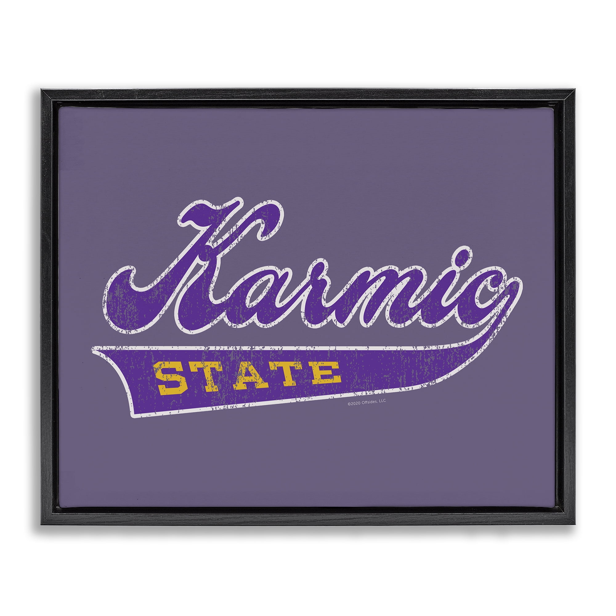 Stupell Industries Karmic State Varsity Text & Numbers Painting Black Floater Framed Canvas Art Print Wall Art, 31 x 25
