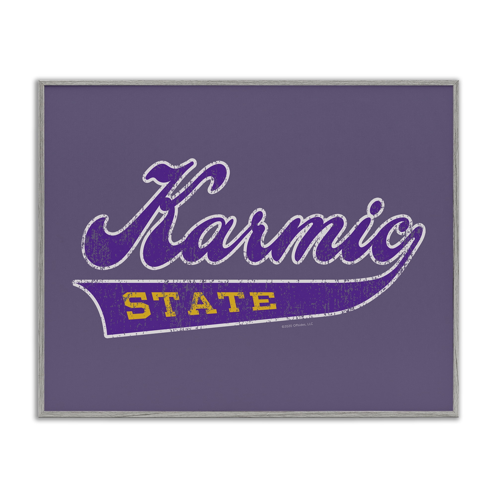 Stupell Industries Karmic State Varsity Text & Numbers Painting Gray Framed Art Print Wall Art, 20 x 16