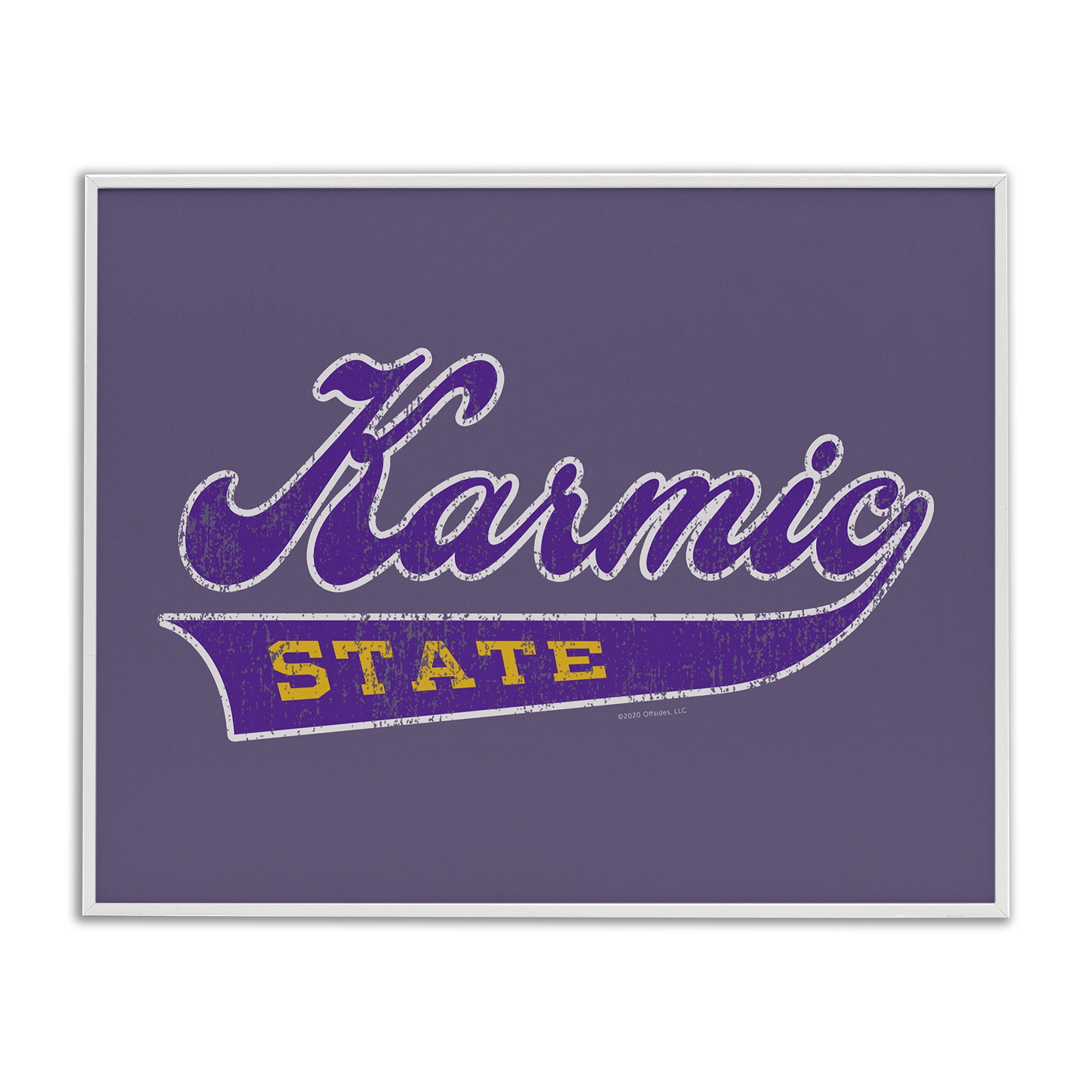 Stupell Industries Karmic State Varsity Text & Numbers Painting White Framed Art Print Wall Art, 14 x 11
