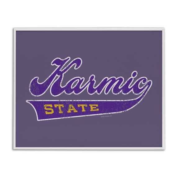 Stupell Industries Karmic State Varsity Text & Numbers Painting White Framed Art Print Wall Art, 30 x 24