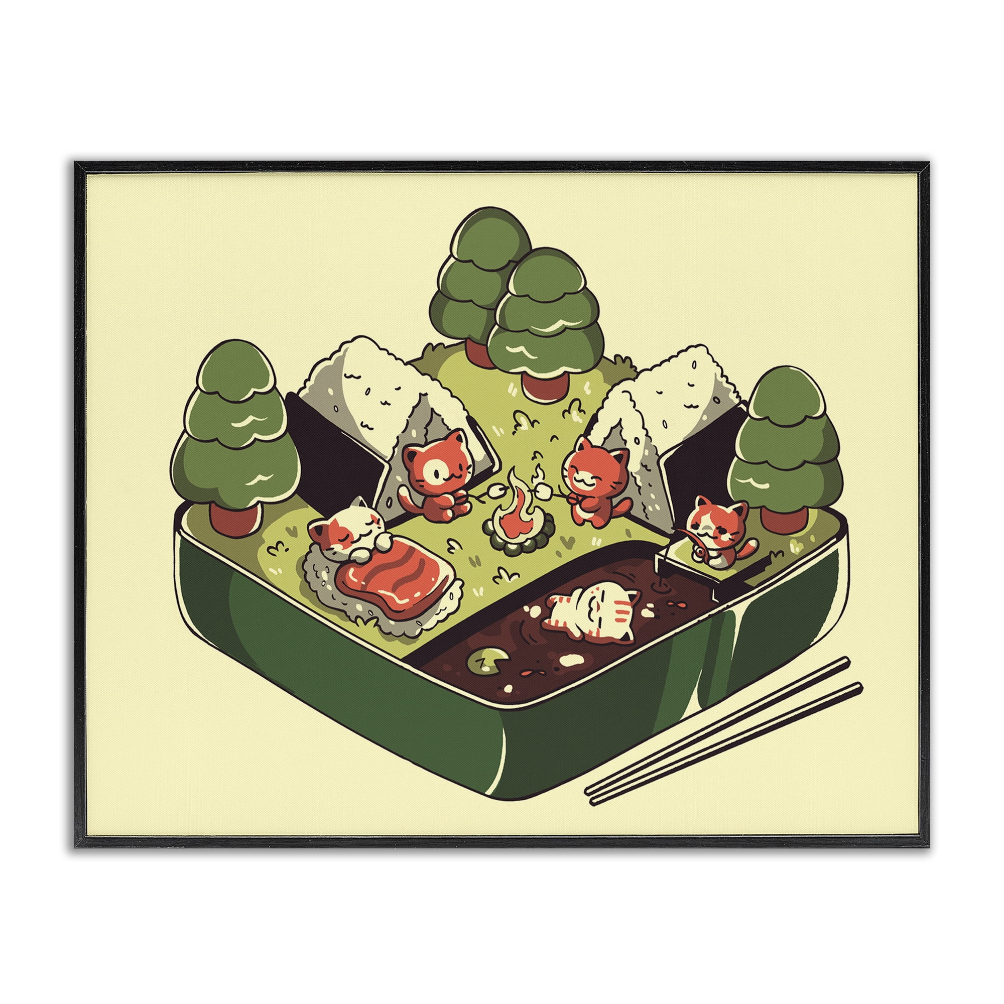 Stupell Industries Kawaii Sushi Camp Bento Black Framed Giclee Art, design by Tobe Fonseca