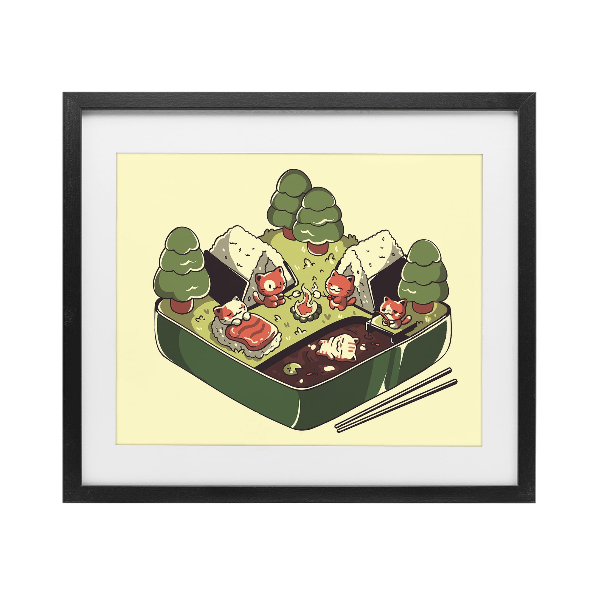 Stupell Industries Kawaii Sushi Camp Bento Black Framed Print Under Glass, design by Tobe Fonseca