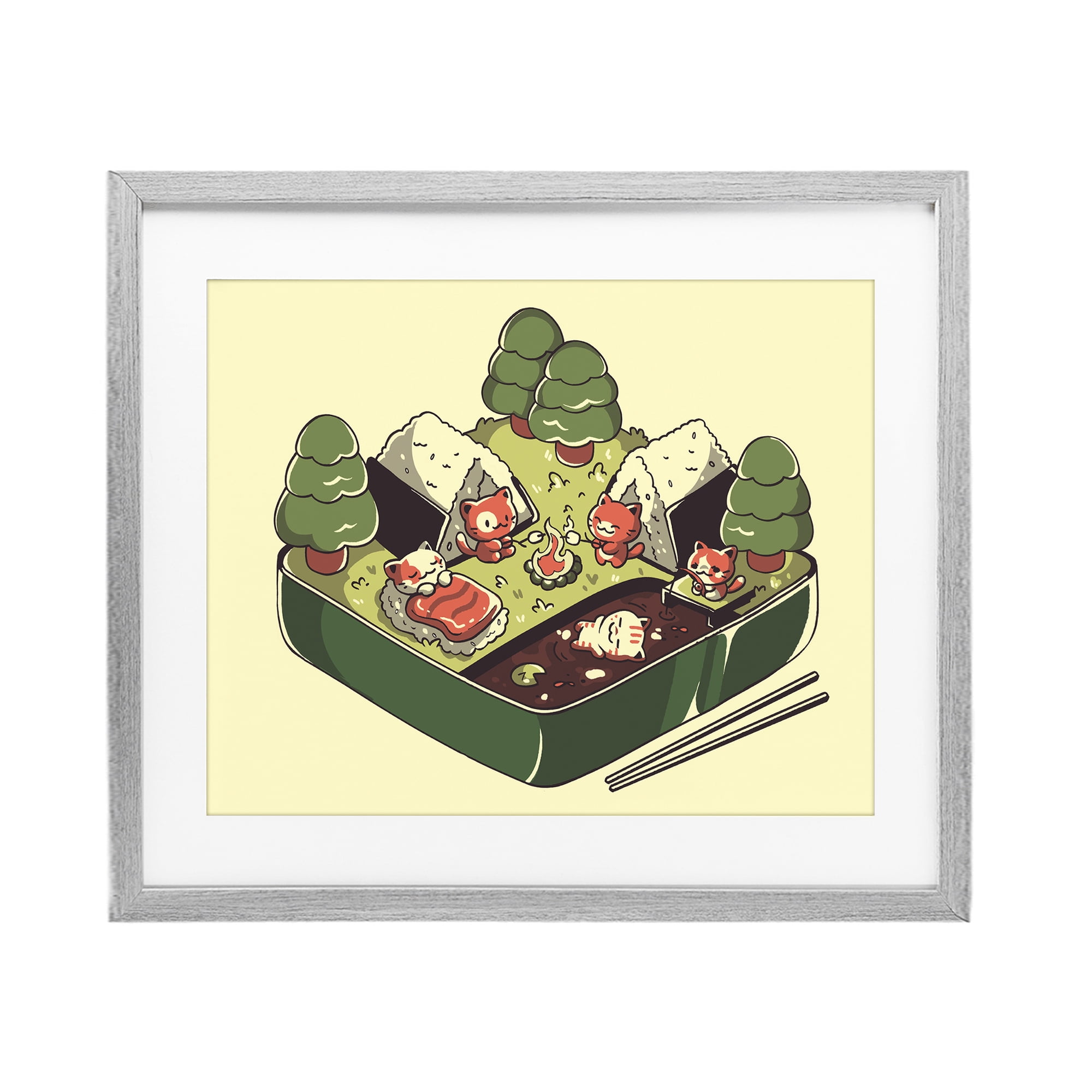 Stupell Industries Kawaii Sushi Camp Bento Gray Framed Print Under Glass, design by Tobe Fonseca