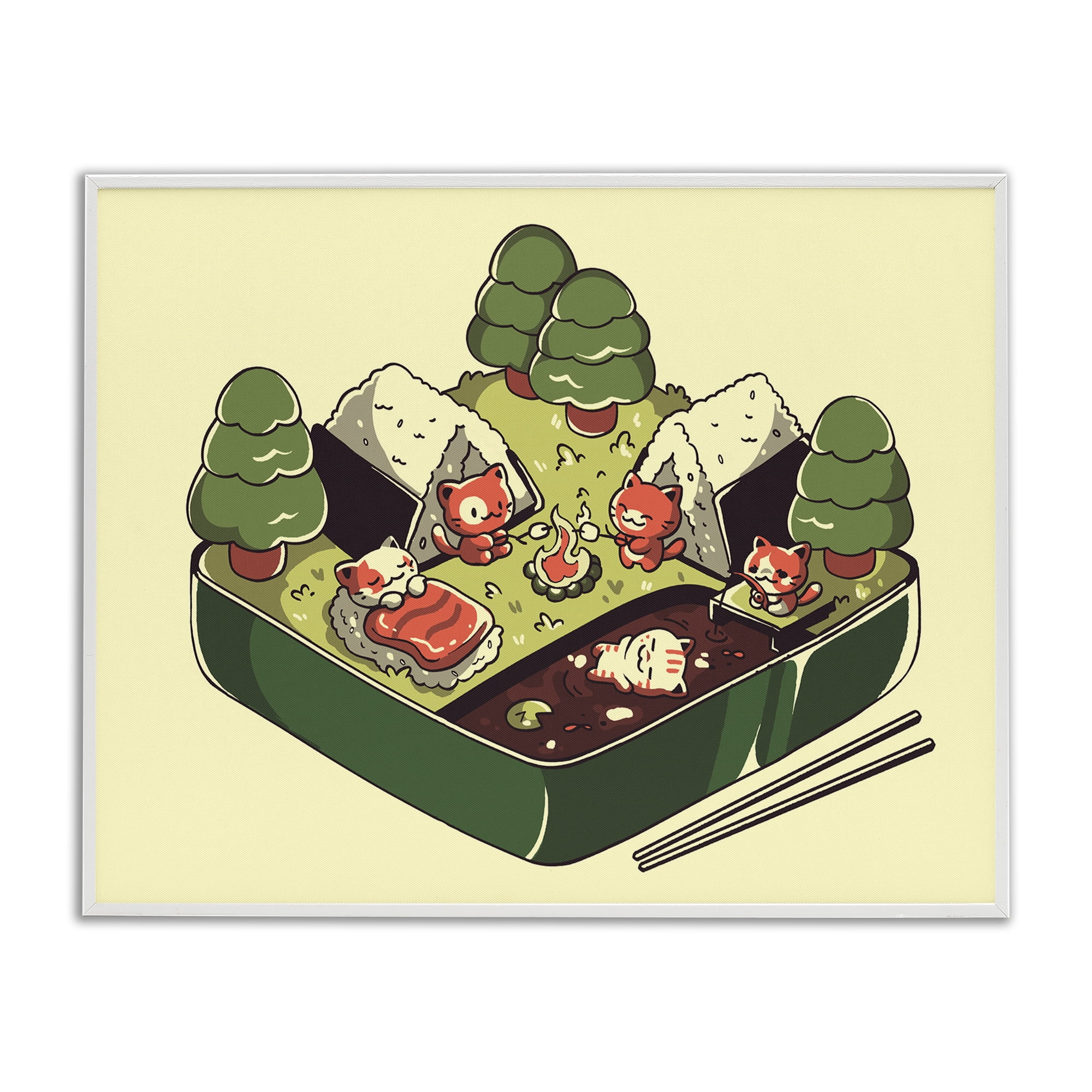 Stupell Industries Kawaii Sushi Camp Bento White Framed Giclee Art, design by Tobe Fonseca