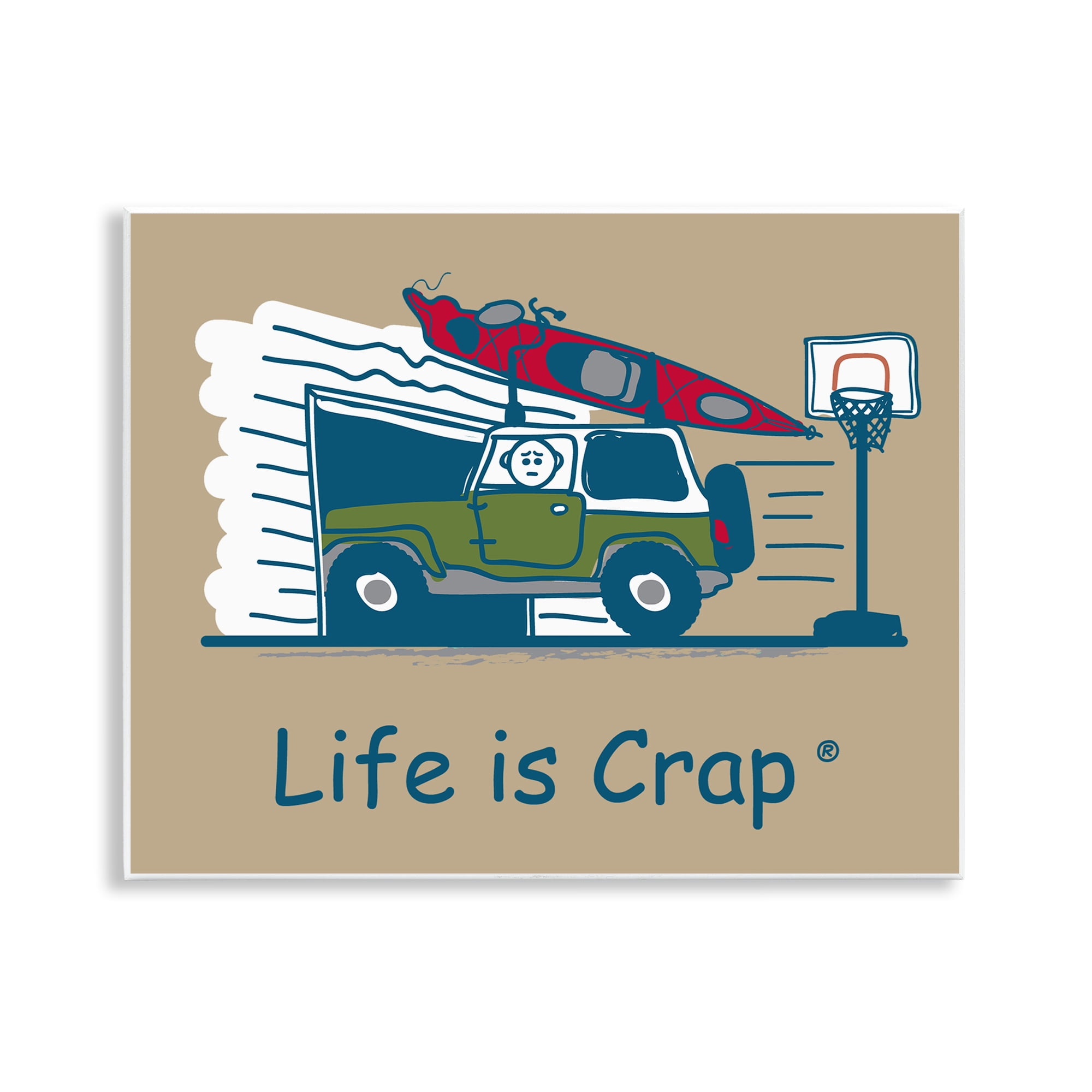 Stupell Industries Kayak and Garage Novelty & Humor Painting Unframed Art Print Wall Art, 14 x 11