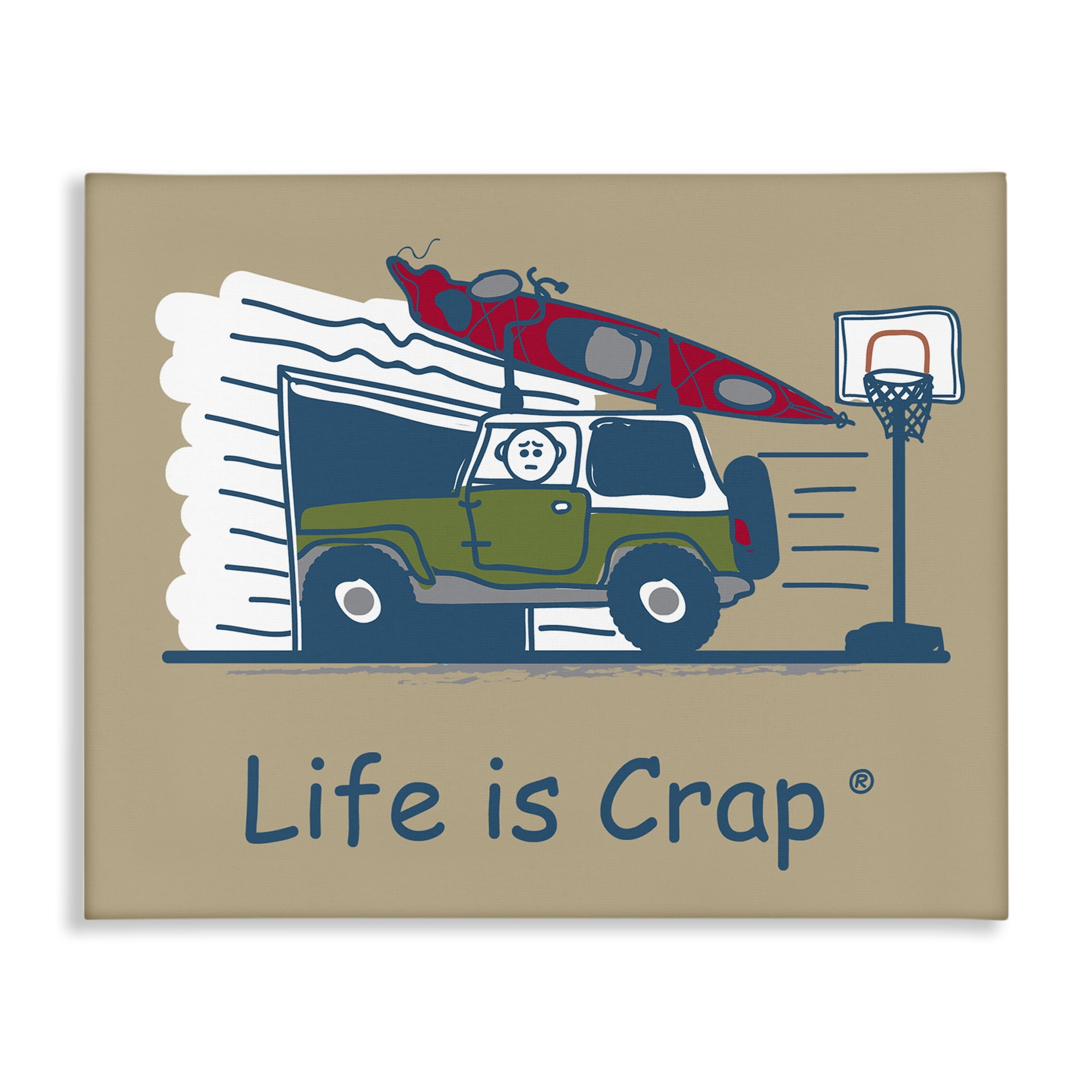 Stupell Industries Kayak and Garage Novelty & Humor Painting Wrapped Canvas Art Print Wall Art, 30 x 24