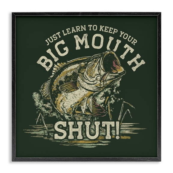 Stupell Industries Keep Big Mouth Shut Black Framed Giclee Art design by Jedco Brands, Inc., 12 x 12