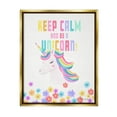 thumbnail image 1 of Stupell Industries Keep Calm Be A Unicorn Playful Quote Pastel Florals Graphic Art Metallic Gold Floating Framed Canvas Print Wall Art, Design by Diane Neukirch, 1 of 5