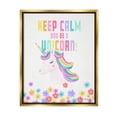 thumbnail image 1 of Stupell Industries Keep Calm Be A Unicorn Playful Quote Pastel Florals Graphic Art Metallic Gold Floating Framed Canvas Print Wall Art, Design by Diane Neukirch, 1 of 5