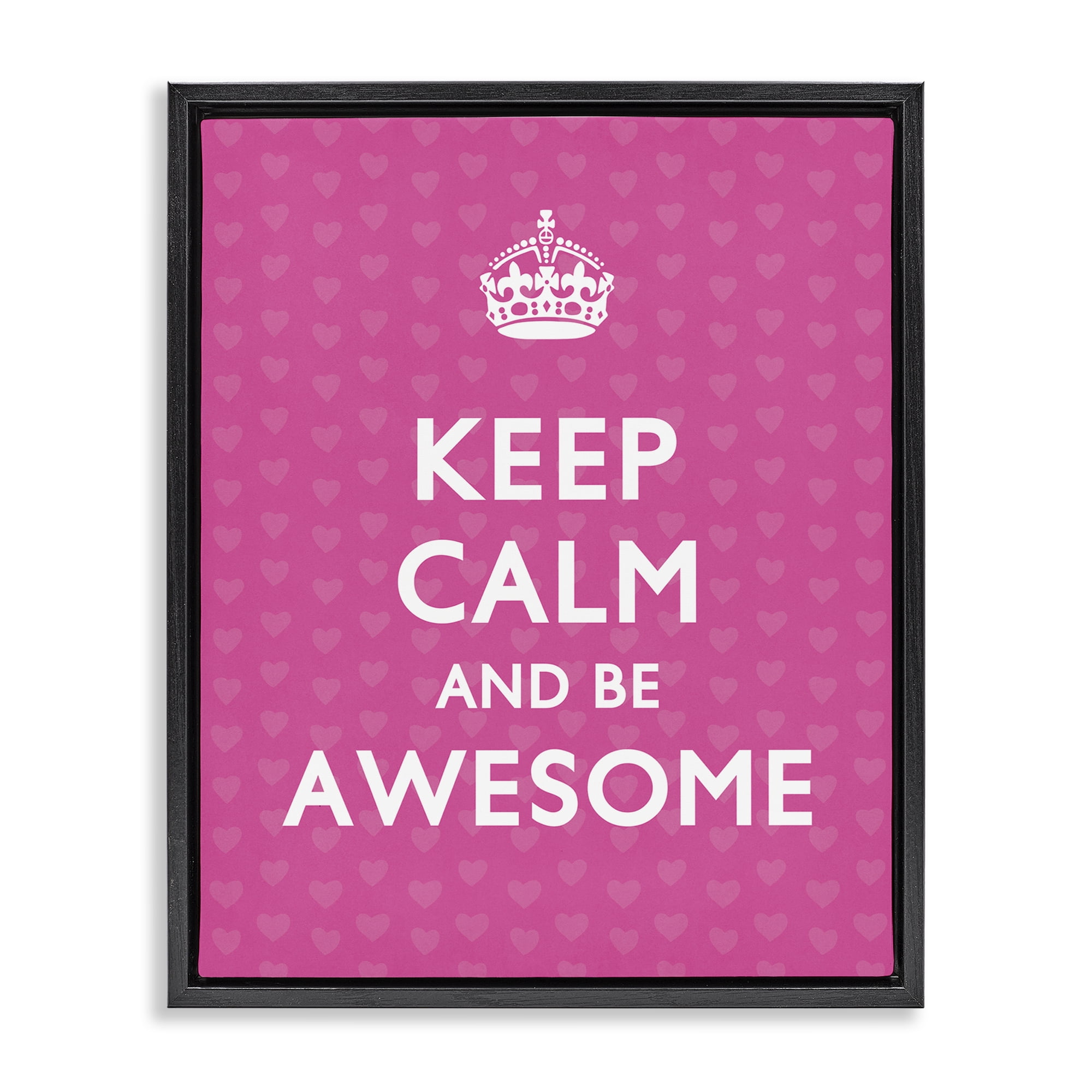 Stupell Industries Keep Calm Be Awesome Text & Numbers Painting Black Floater Framed Canvas Art Print Wall Art, 17 x 21