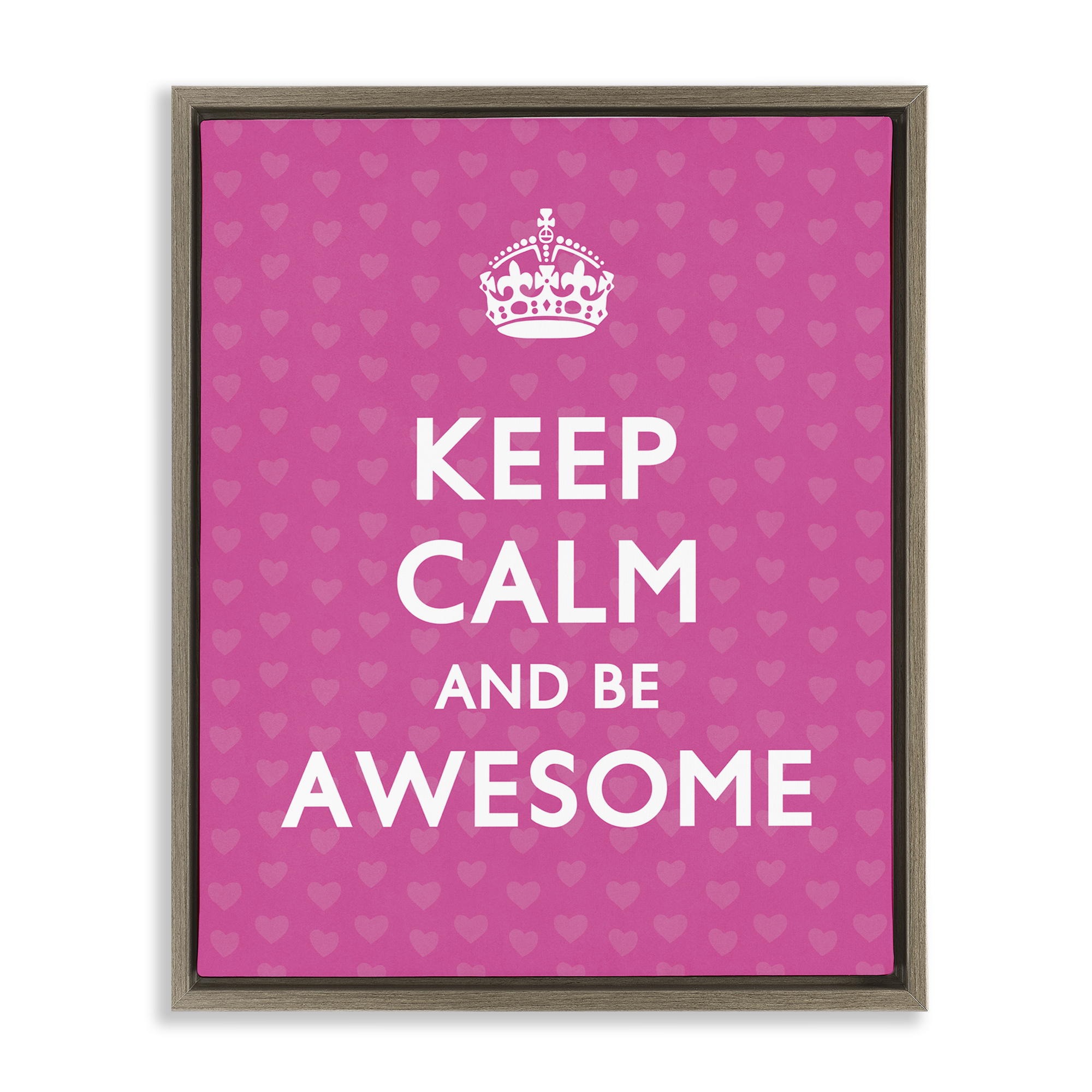 Stupell Industries Keep Calm Be Awesome Text & Numbers Painting Brown Floater Framed Canvas Art Print Wall Art, 25 x 31