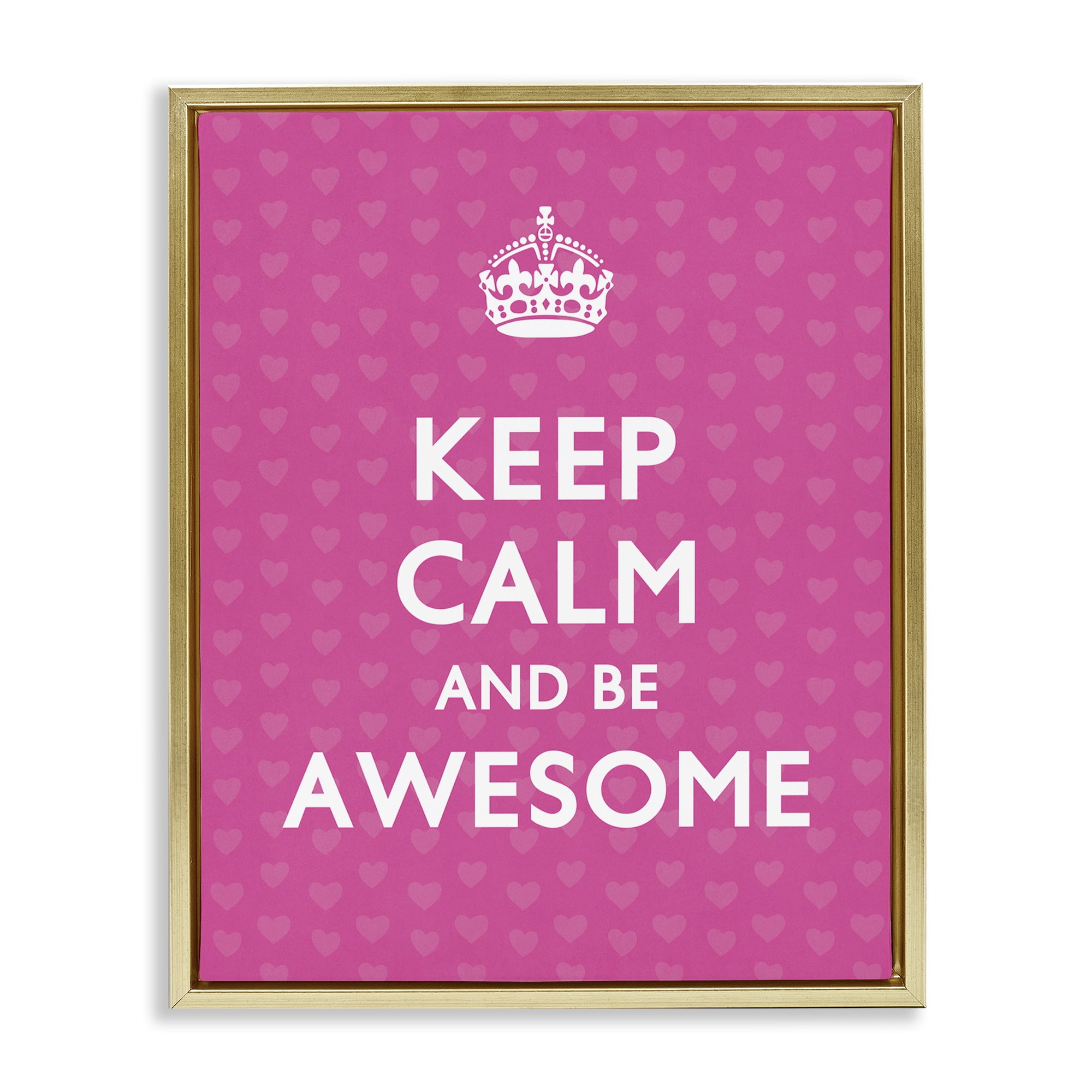 Stupell Industries Keep Calm Be Awesome Text & Numbers Painting Gold Floater Framed Canvas Art Print Wall Art, 17 x 21