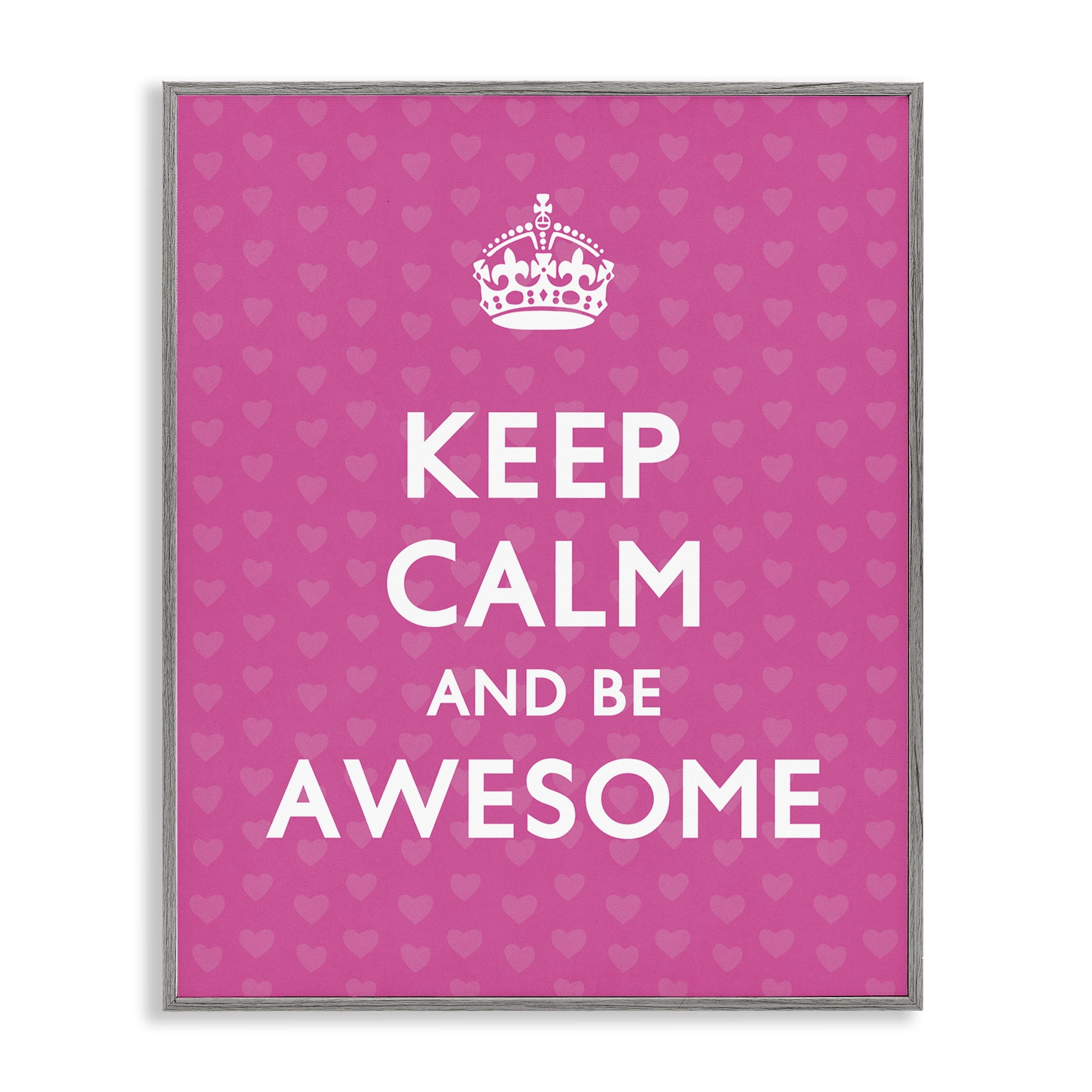 Stupell Industries Keep Calm Be Awesome Text & Numbers Painting Gray Framed Art Print Wall Art, 11 x 14