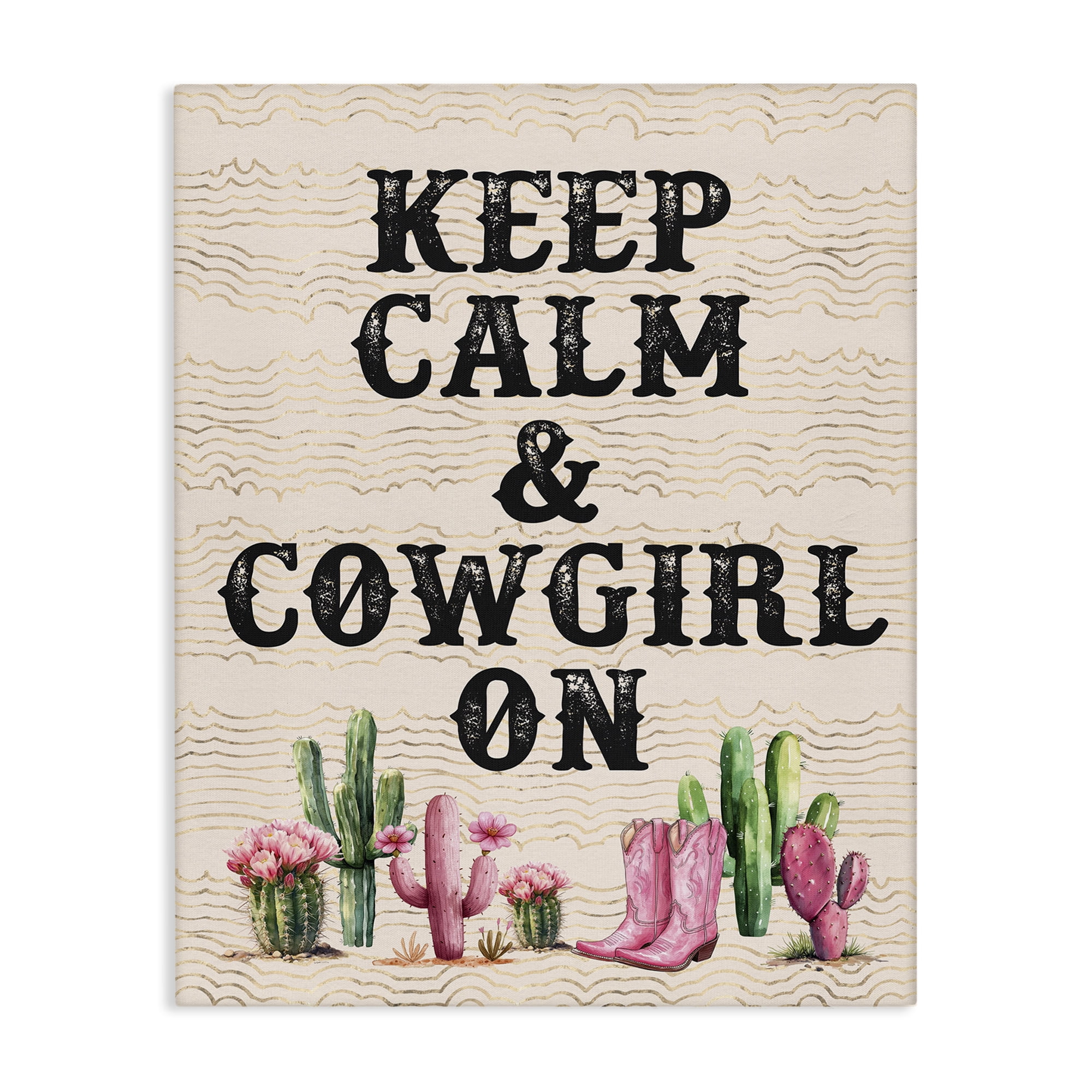 Stupell Industries Keep Calm & Cowgirl On Landscape & Nature Painting Wrapped Canvas Art Print Wall Art, 16 x 20