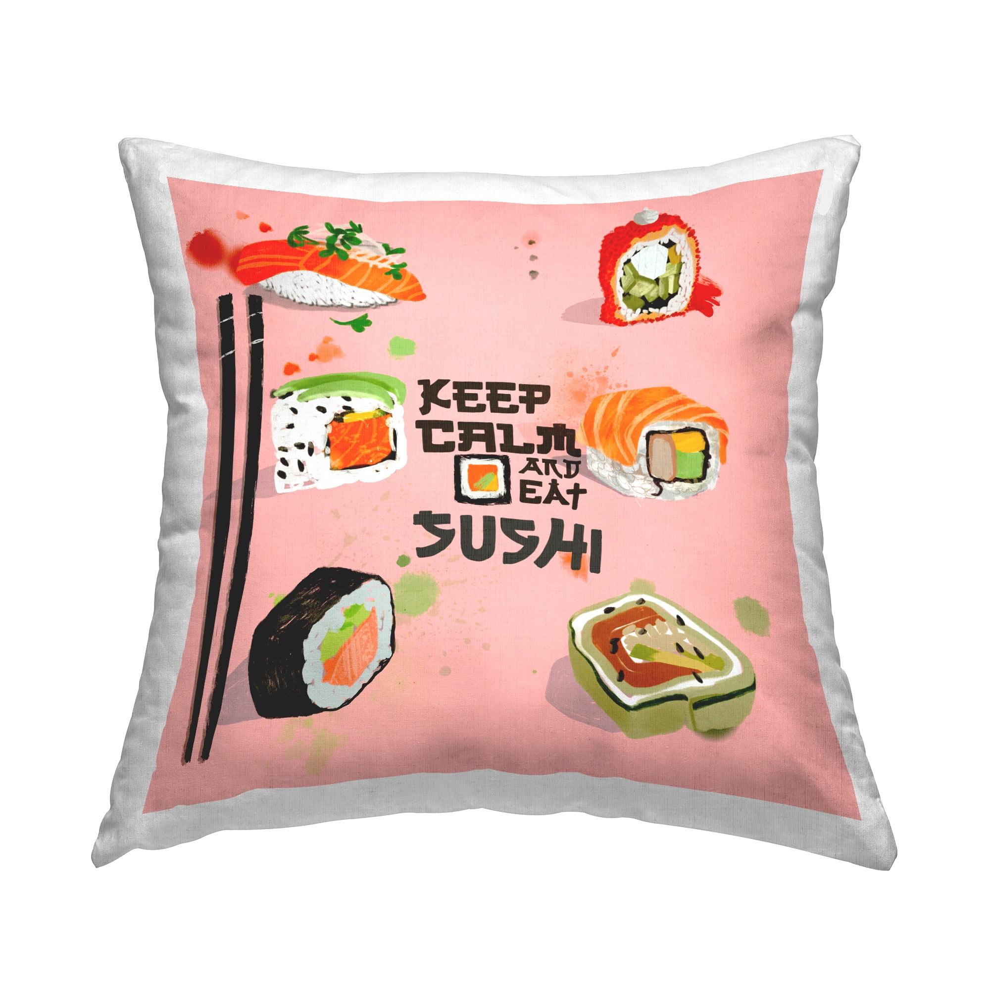 Stupell Industries Keep Calm Eat Sushi Decorative Printed Throw Pillow, 18 x 18