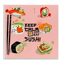 Stupell Industries Keep Calm & Eat Sushi Quotes and Sayings Painting Unframed Art Print Wall Art, 12 x 12
